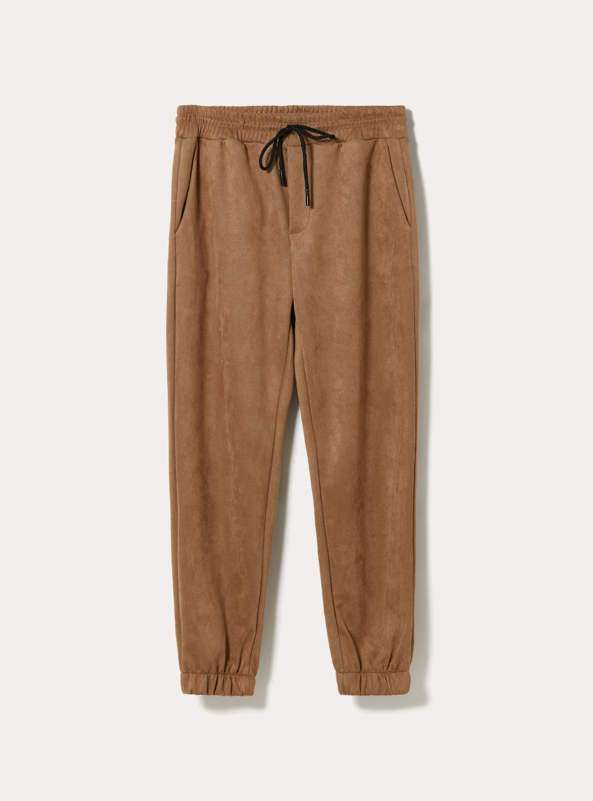 Pantaloni effetto suede e stringa in vita, TB2 TOBACCO MEDIUM
