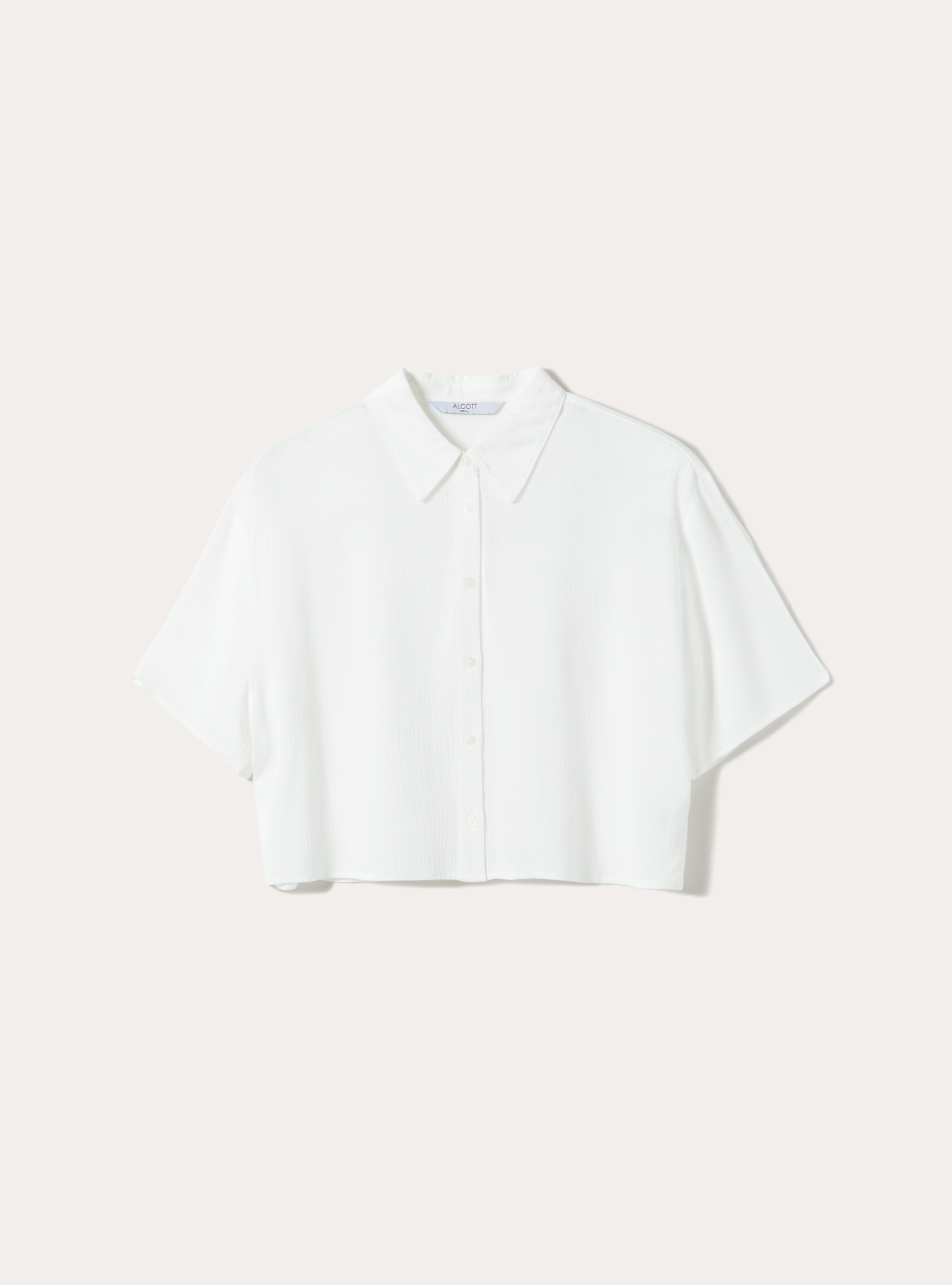 Cropped shirt with short sleeves, WH1 OFF WHITE