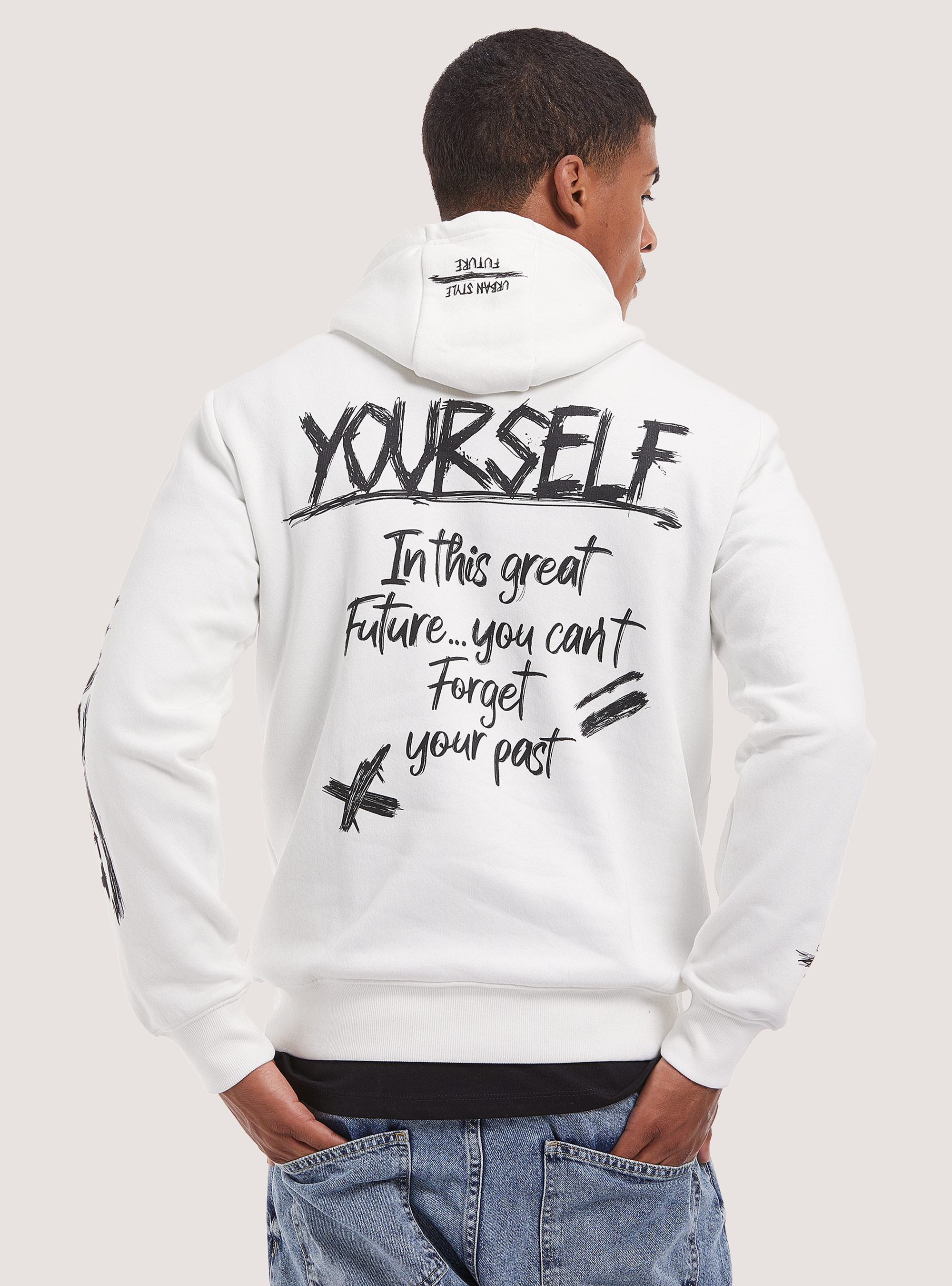 Sweatshirt with print and hood, WH2 WHITE