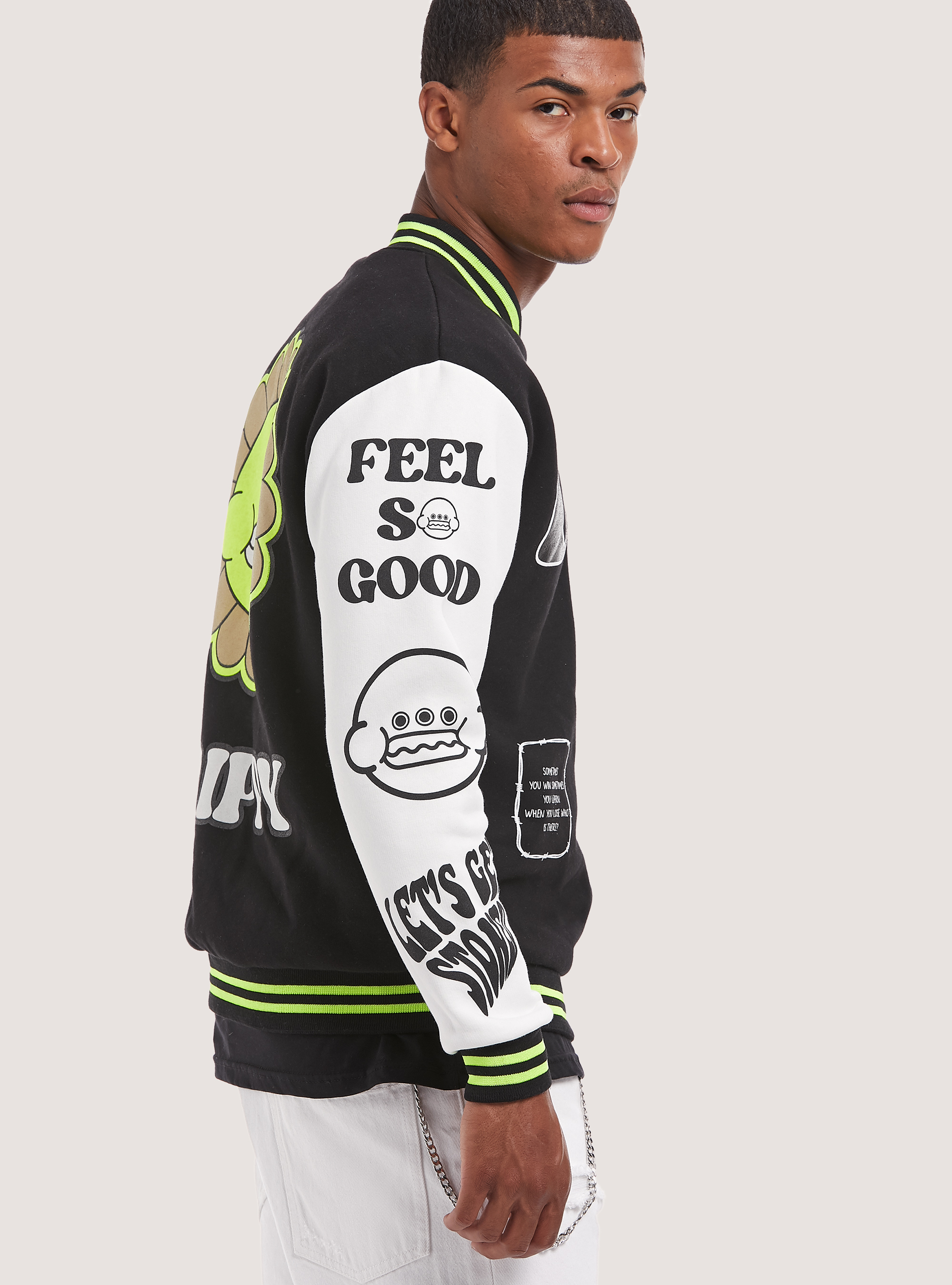 Blouson bombardier avec impression Smile Collection, BK1 BLACK