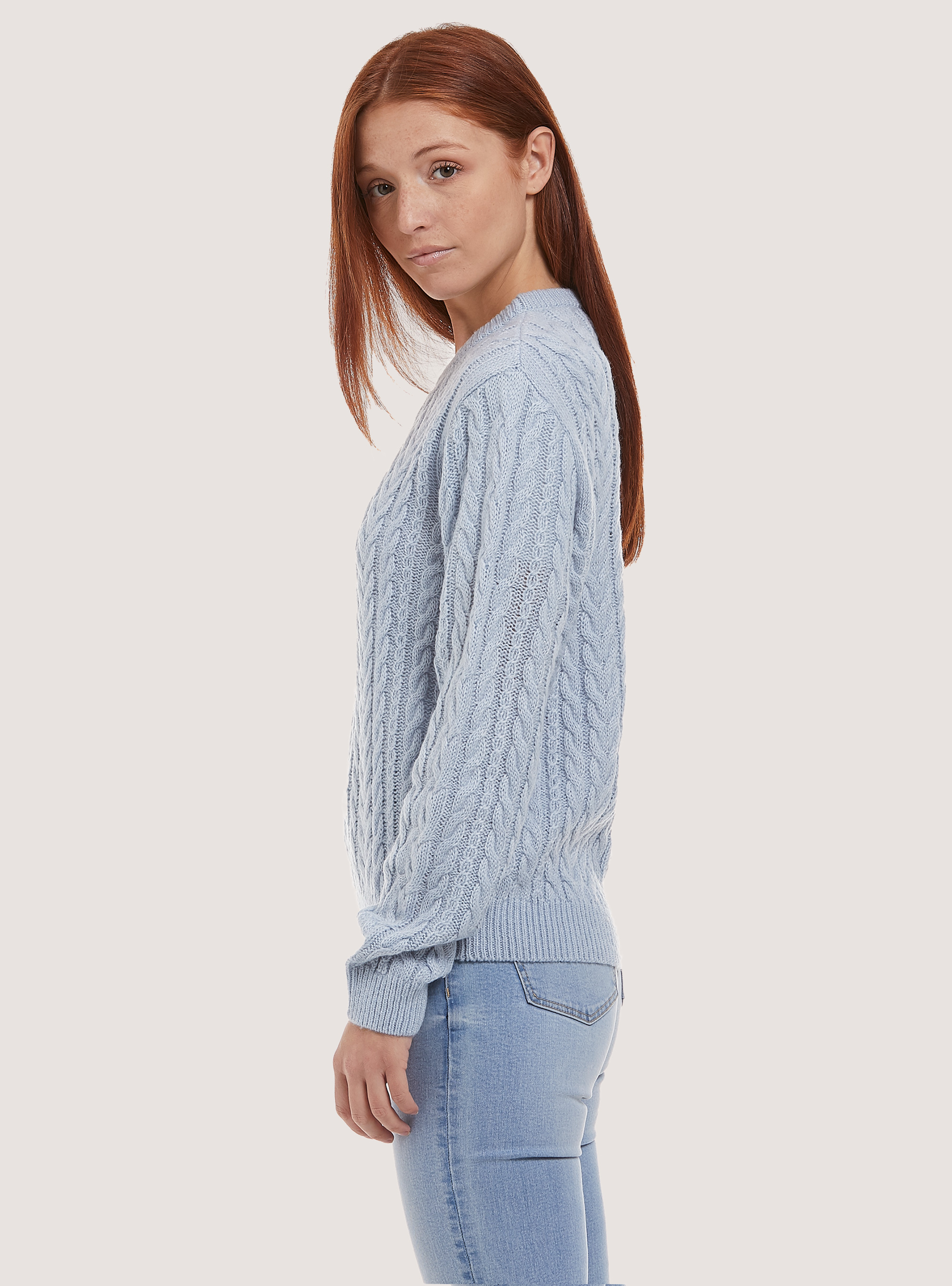 Pullover con trecce, AZ3 AZURRE LIGHT