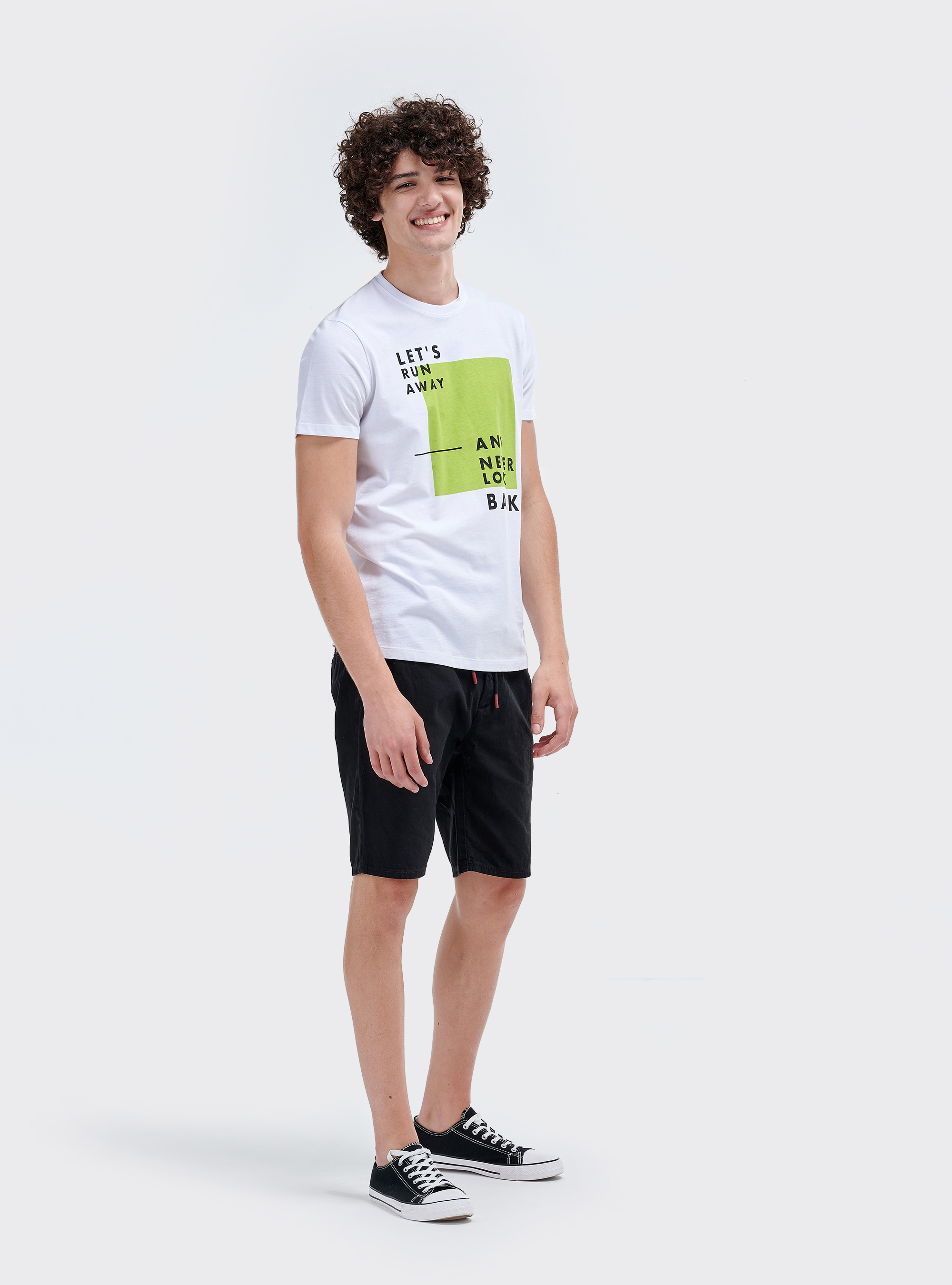 Camiseta con estampado, BLANCO