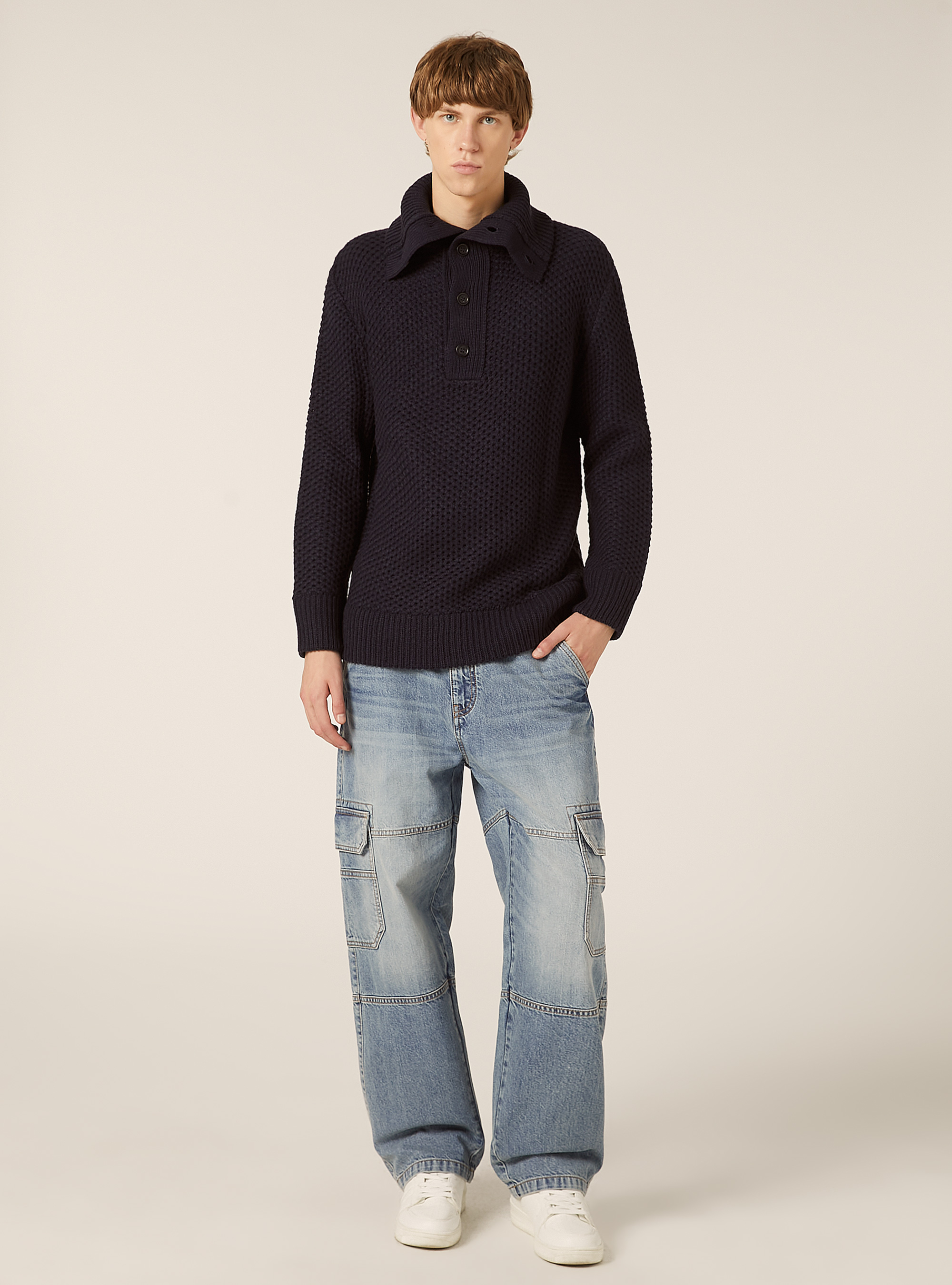 Pullover mit Polokragen, NA1 NAVY DARK