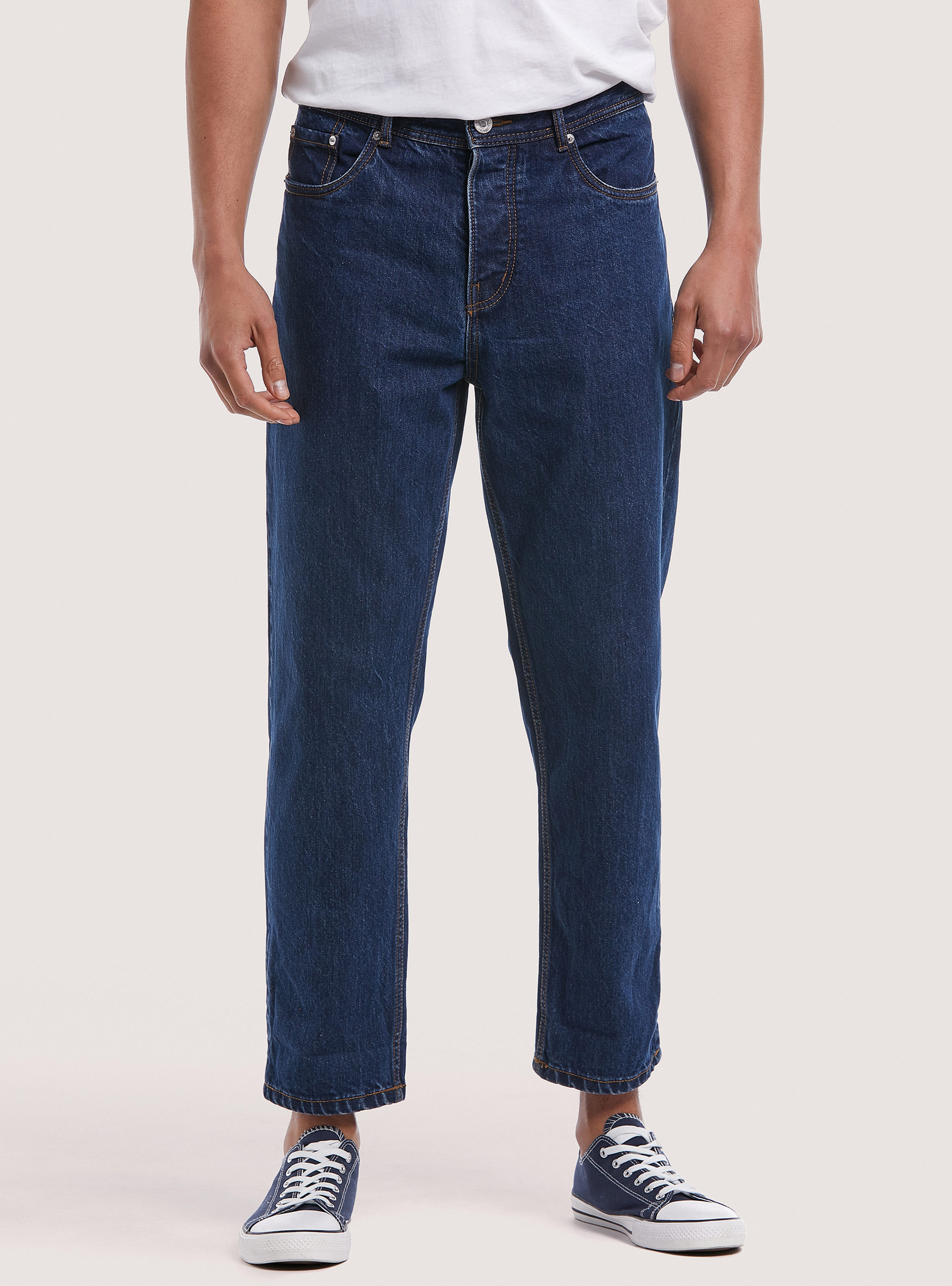 Vaqueros dad fit de algod&oacute;n, AZUL