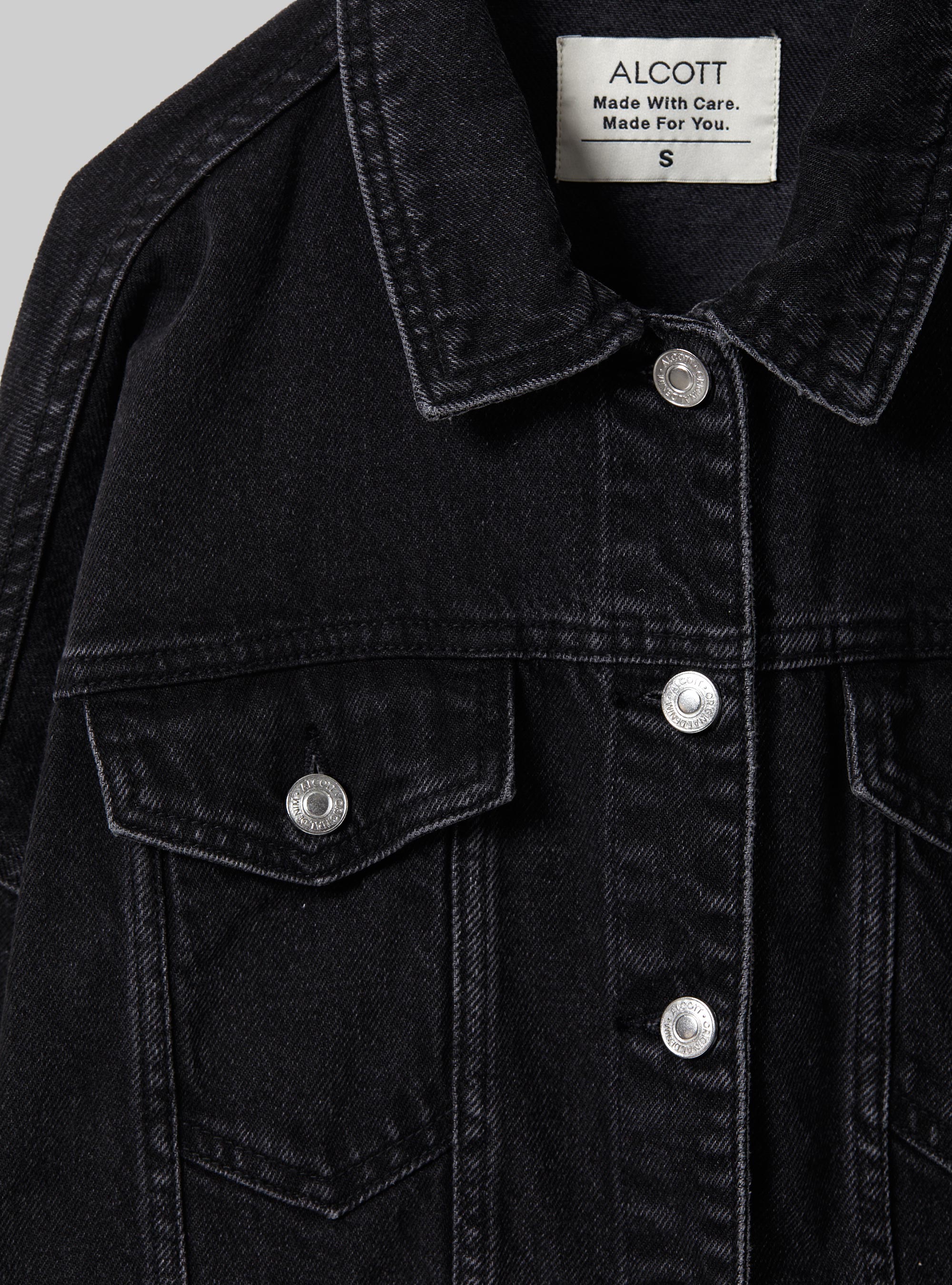 Denim jacket with elasticated waist, D000 BLACK