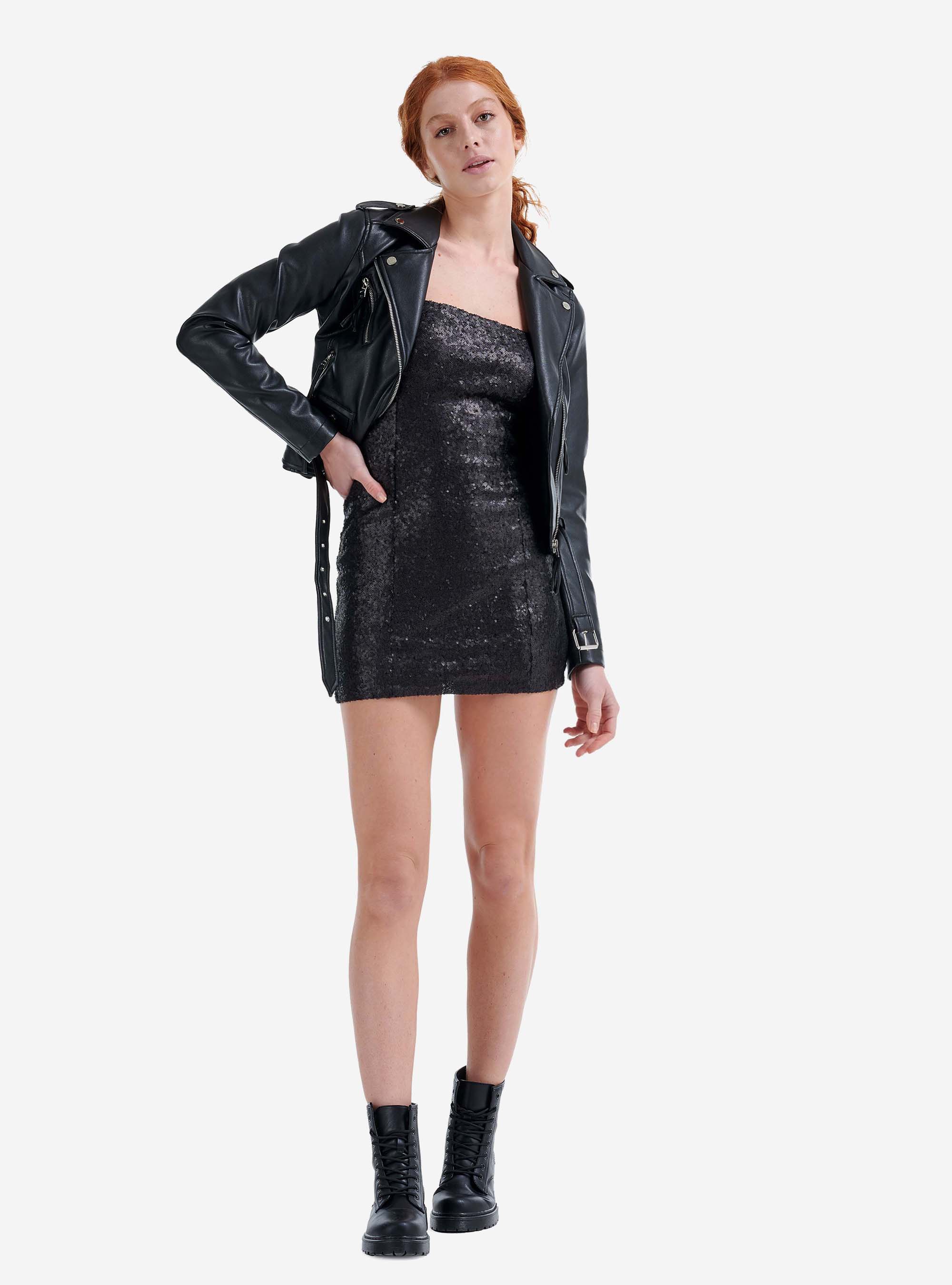 Vestito con paillettes, C101 BLACK