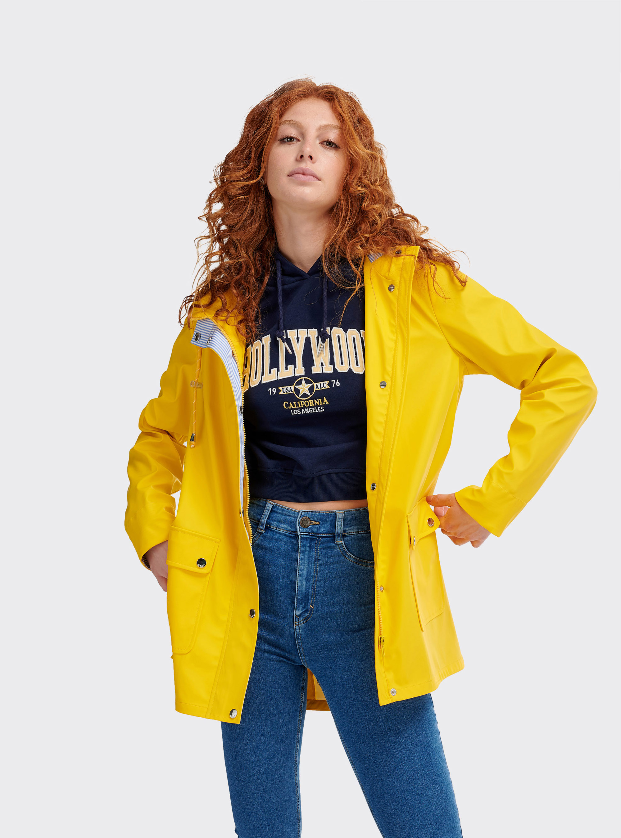 Impermeabile oversize comfort fit, C7697 YELLOW