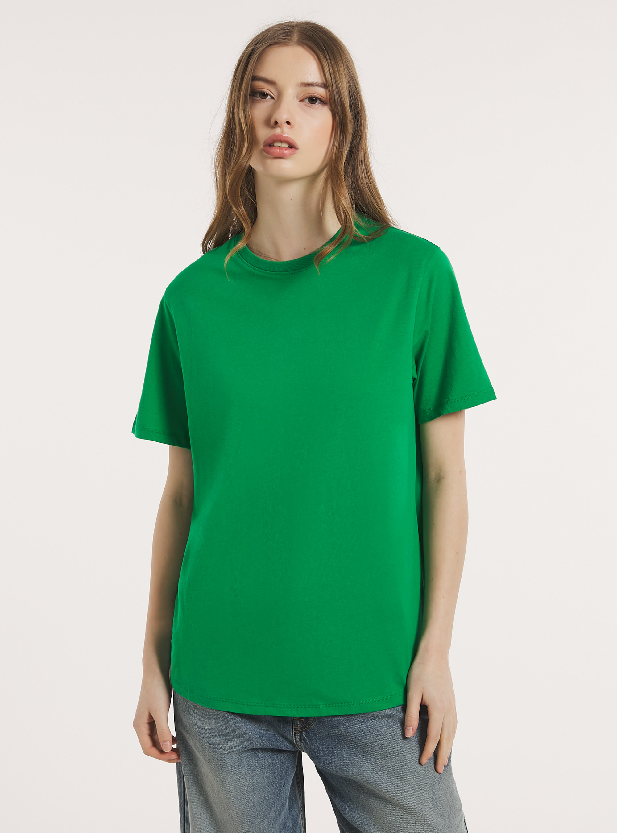 Crew-neck cotton T-shirt, GN1 GREEN DARK