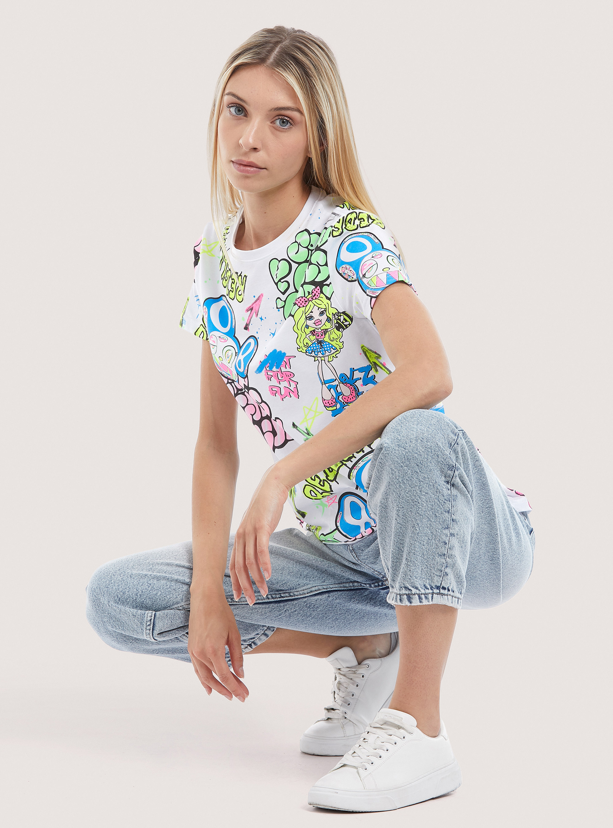 T-shirt with all over ''Smile Collection'' print, WH2 WHITE