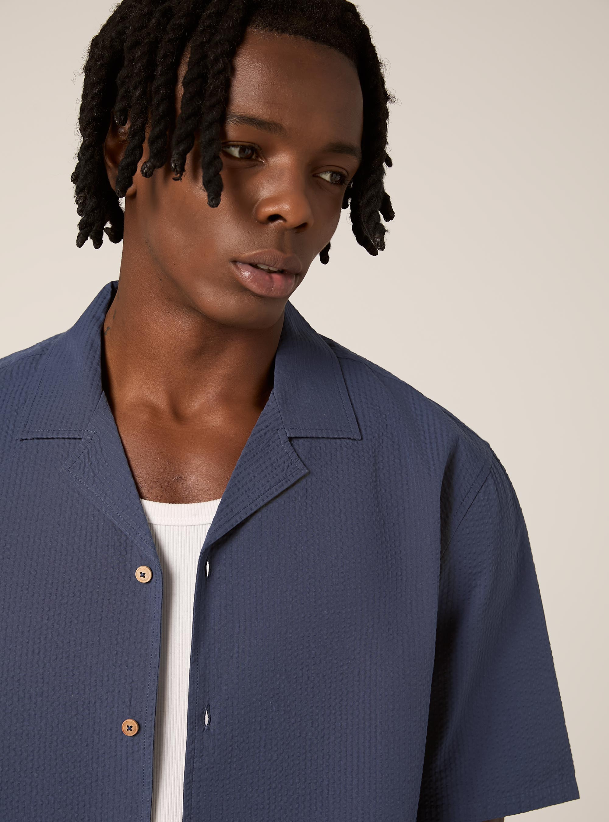 Seersucker shirt, BL3 BLUE LIGHT