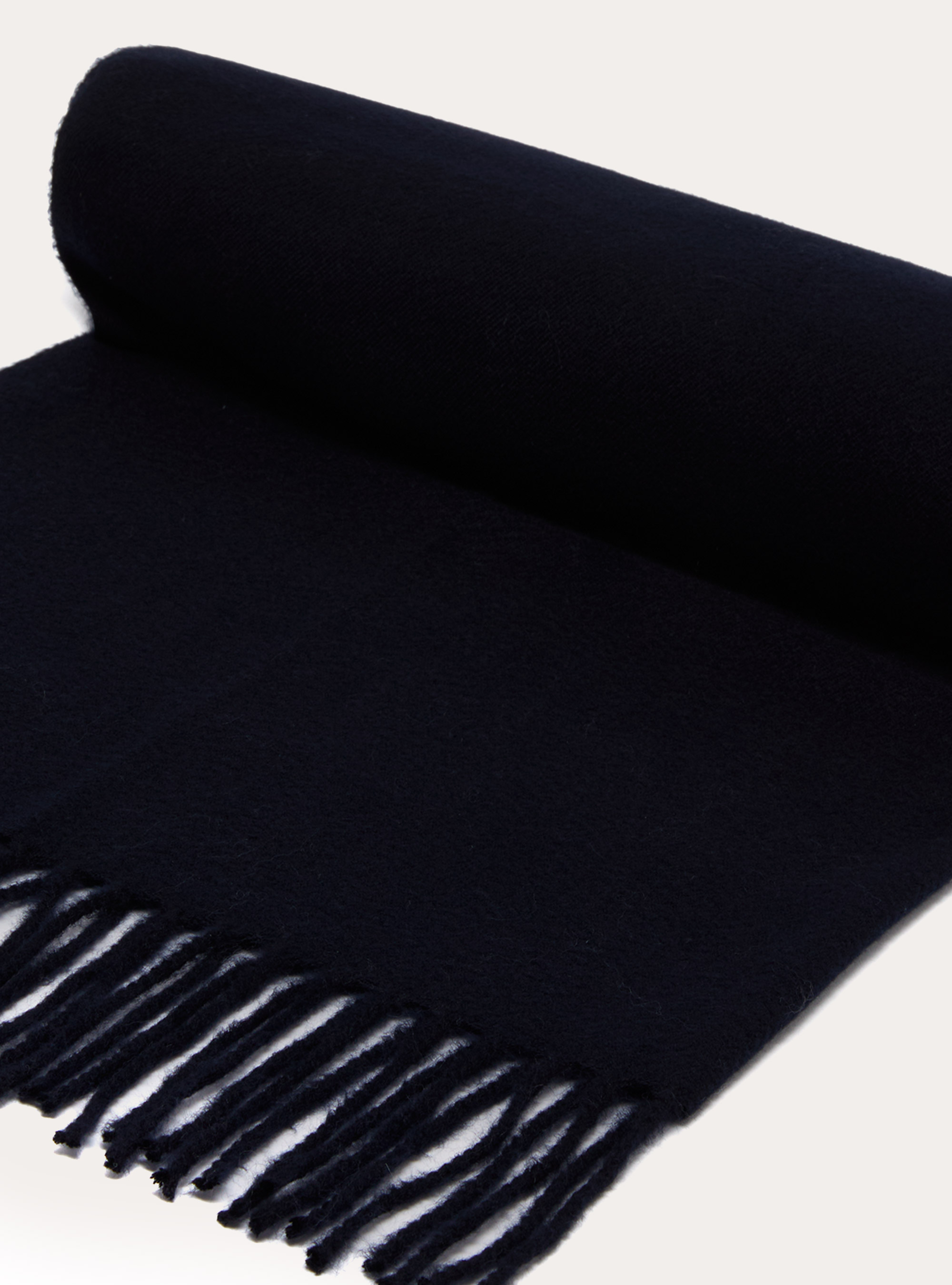Sciarpa tinta unita con frange, NA1 NAVY DARK