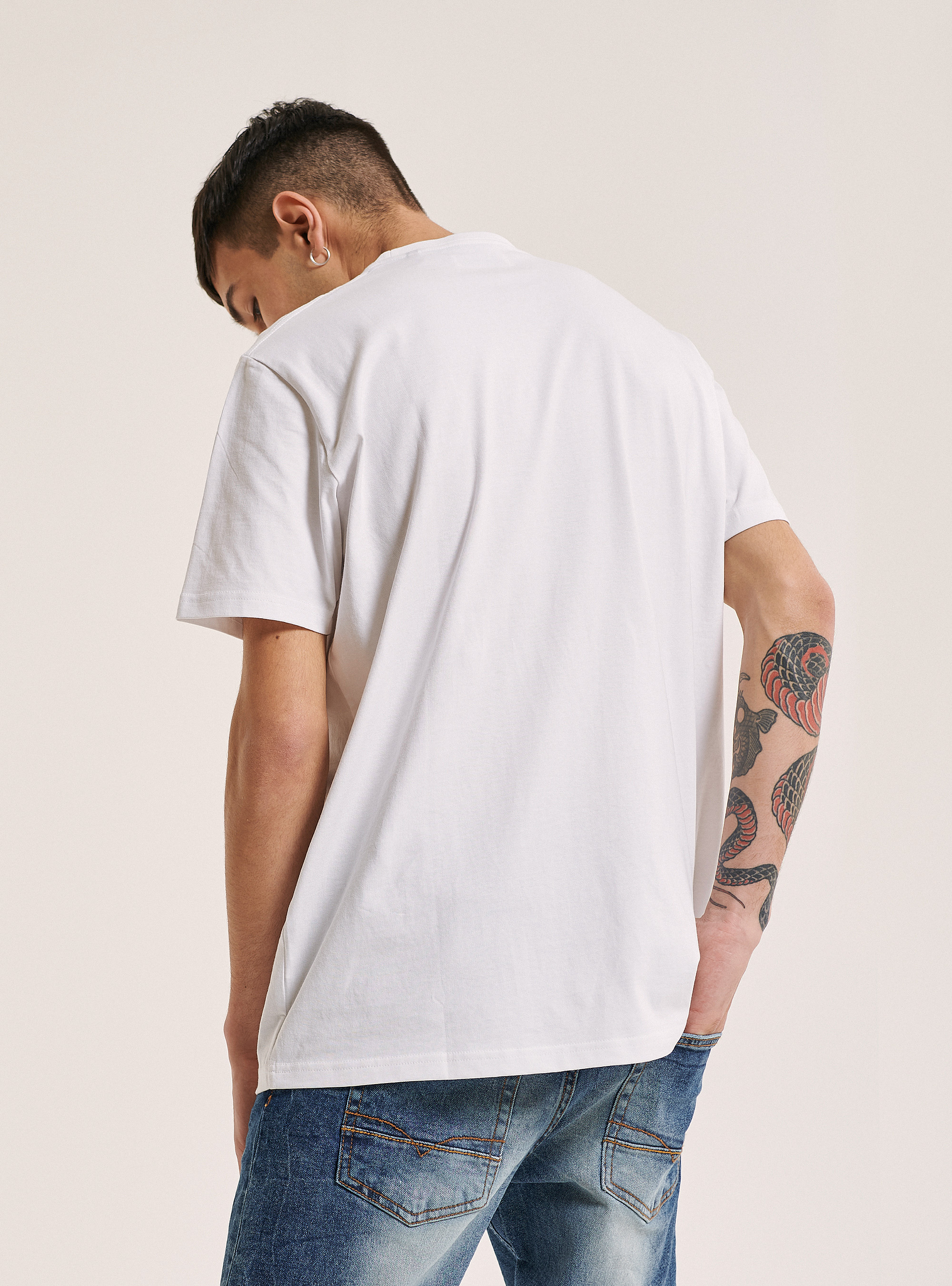 Short sleeves graphic tee, WHITE