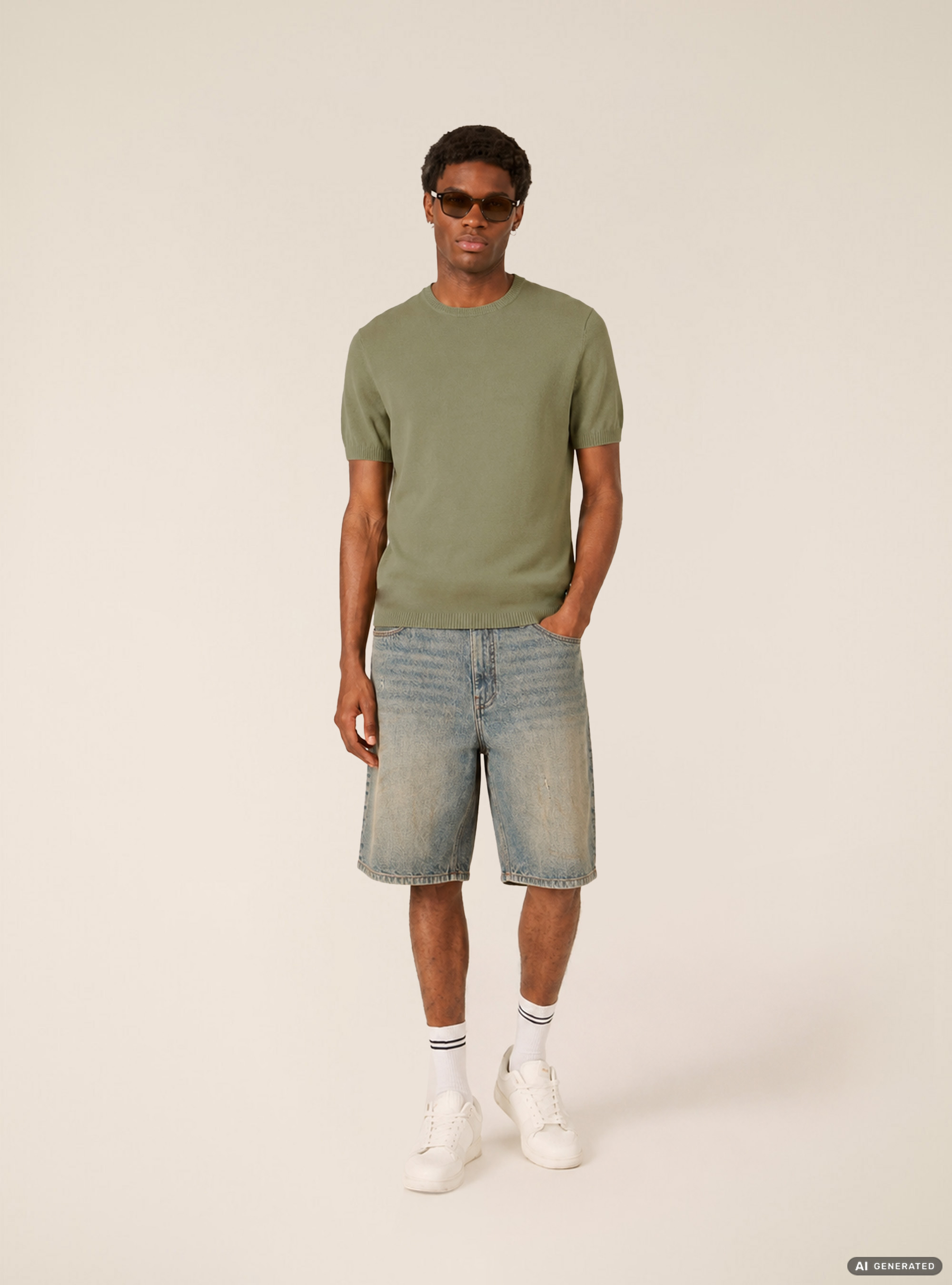 Kurz&auml;rmeliges leichtes Strick-T-Shirt, KY3 KAKY LIGHT