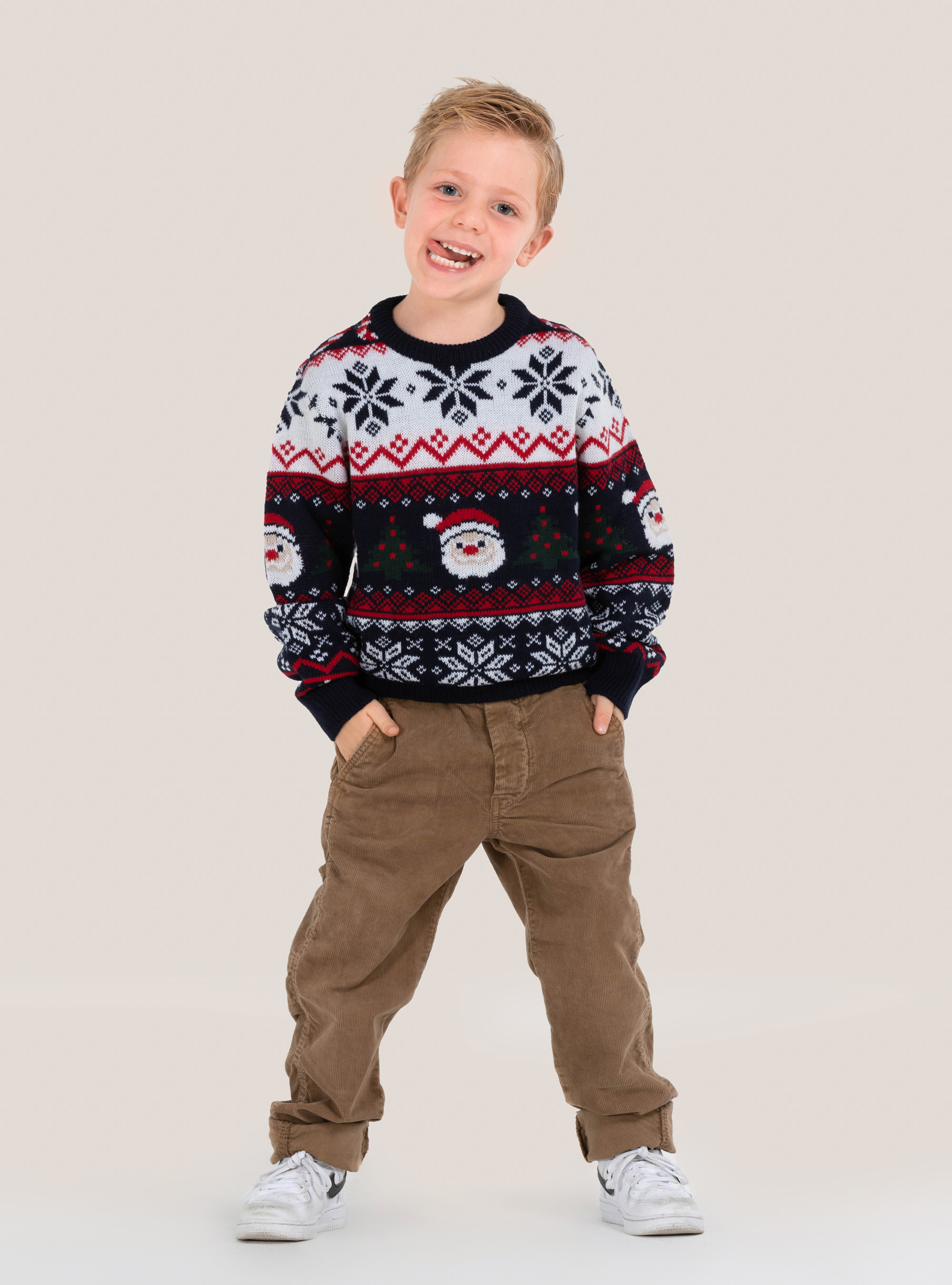 Pullover natalizio ''mini me'' con Babbo Natale, C210 BLUE NAVY