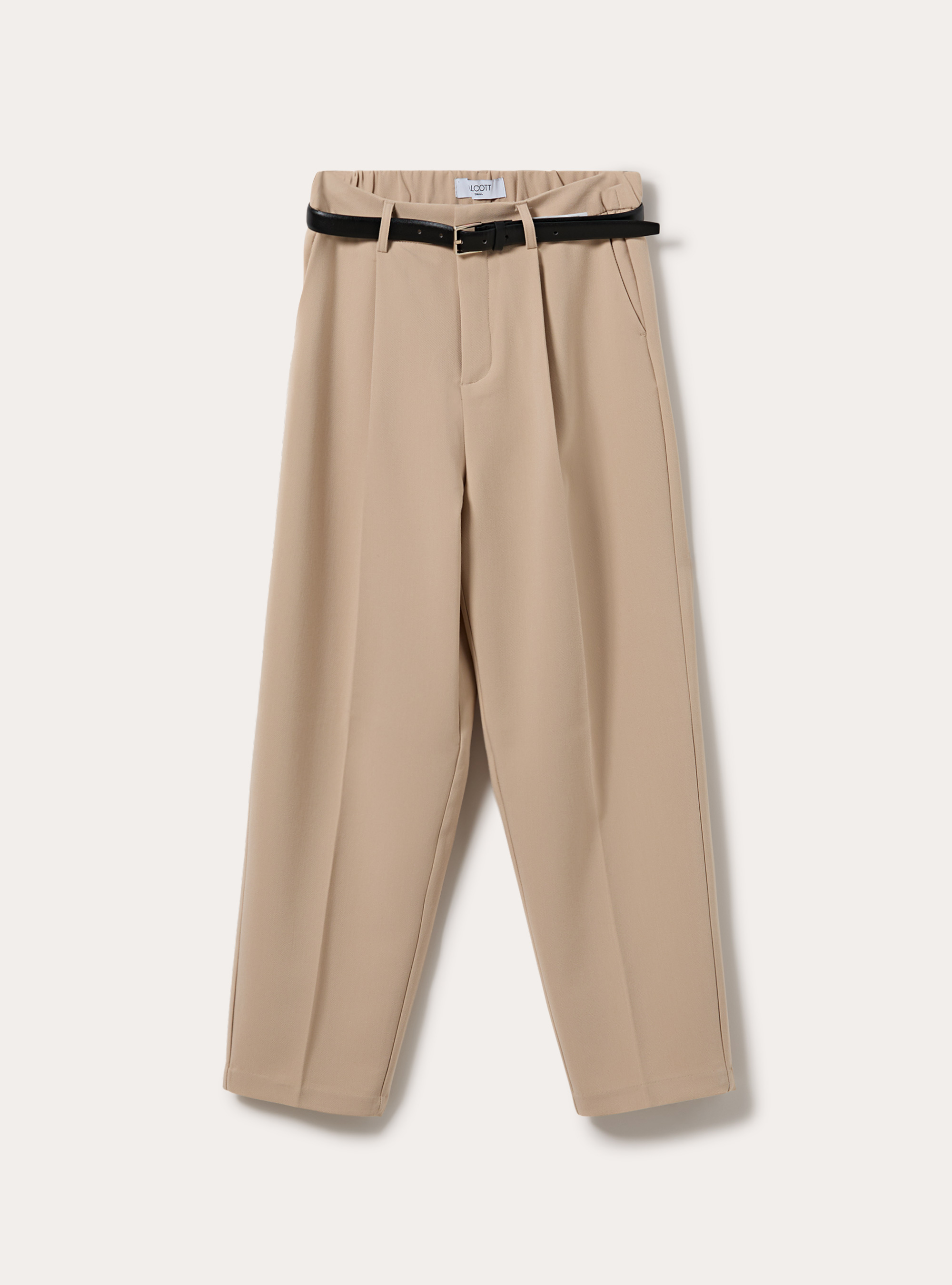 Pantalon de costume fusele avec pinces et ceinture, BG2 BEIGE MEDIUM