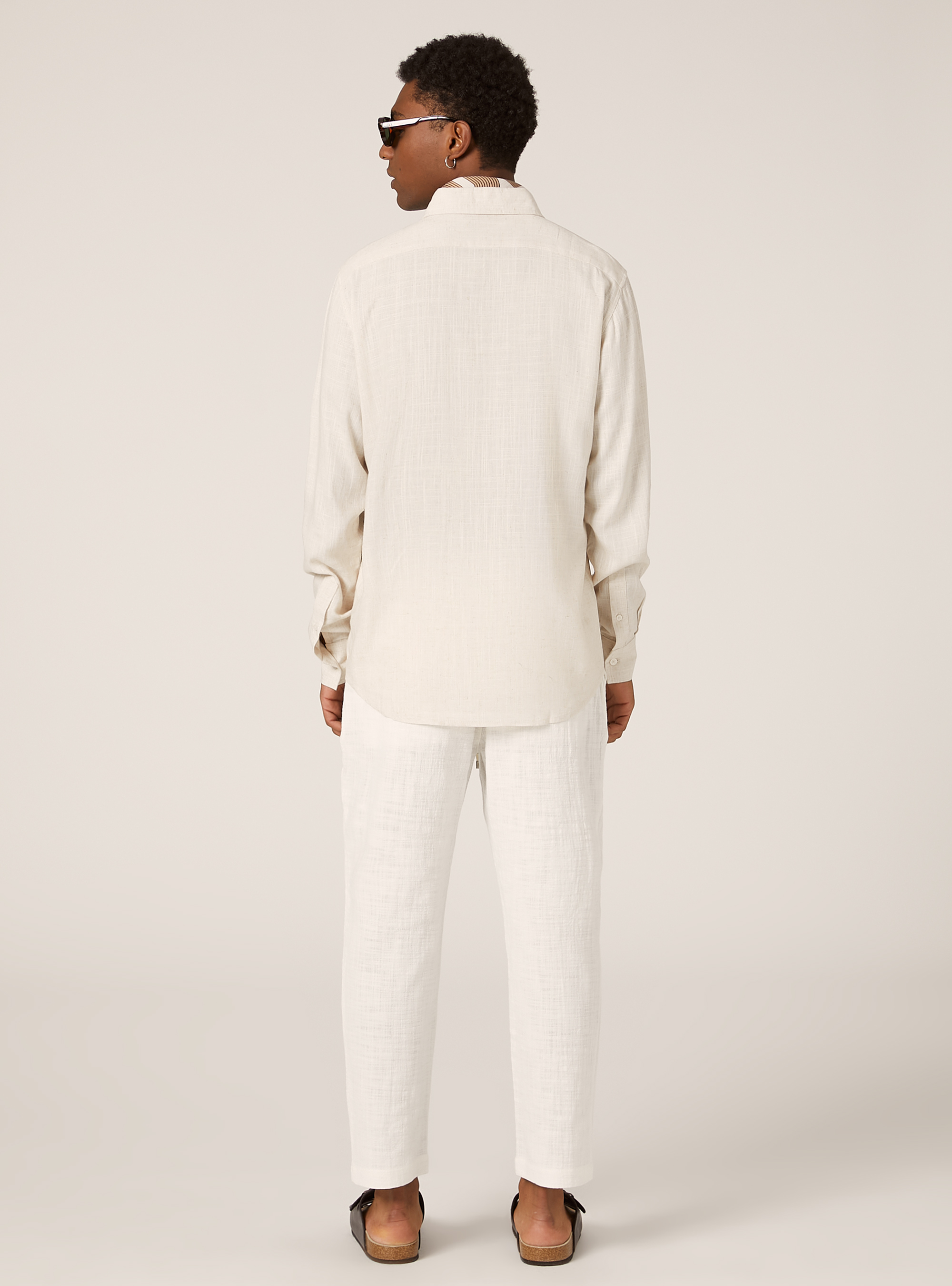 Linen blend shirt, MBG3 BEIGE MEL LIGHT