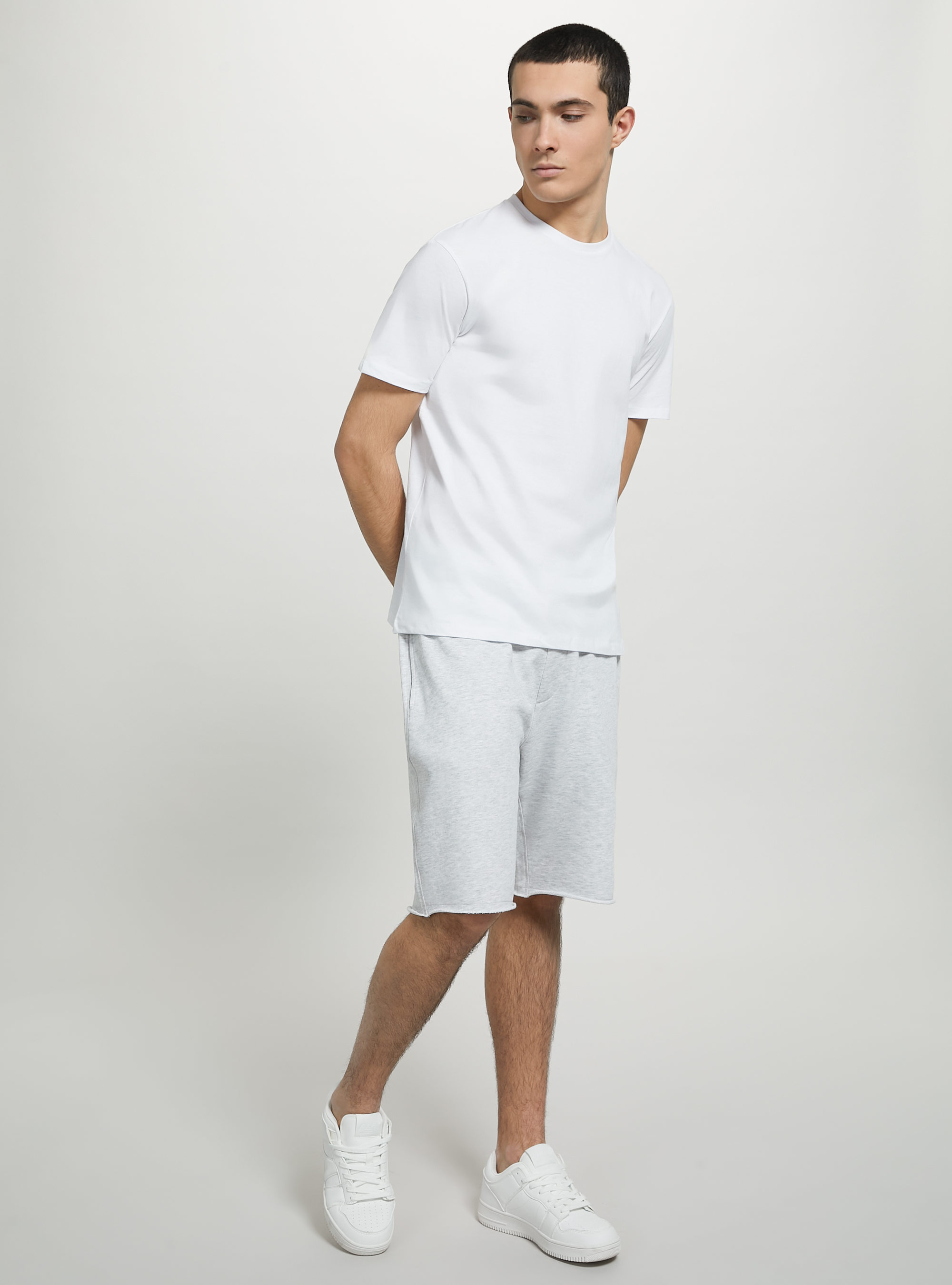 Cotton jogger bermuda shorts, MGY2 GREY MEL MEDIUM