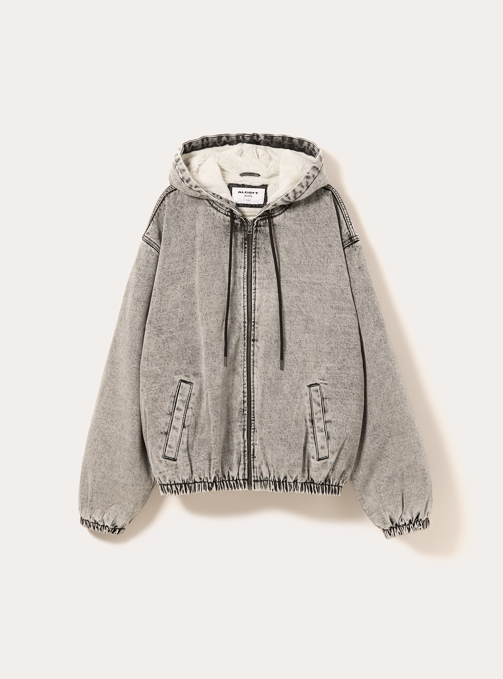 Chaqueta vaquera con forro de piel, D00G GREY