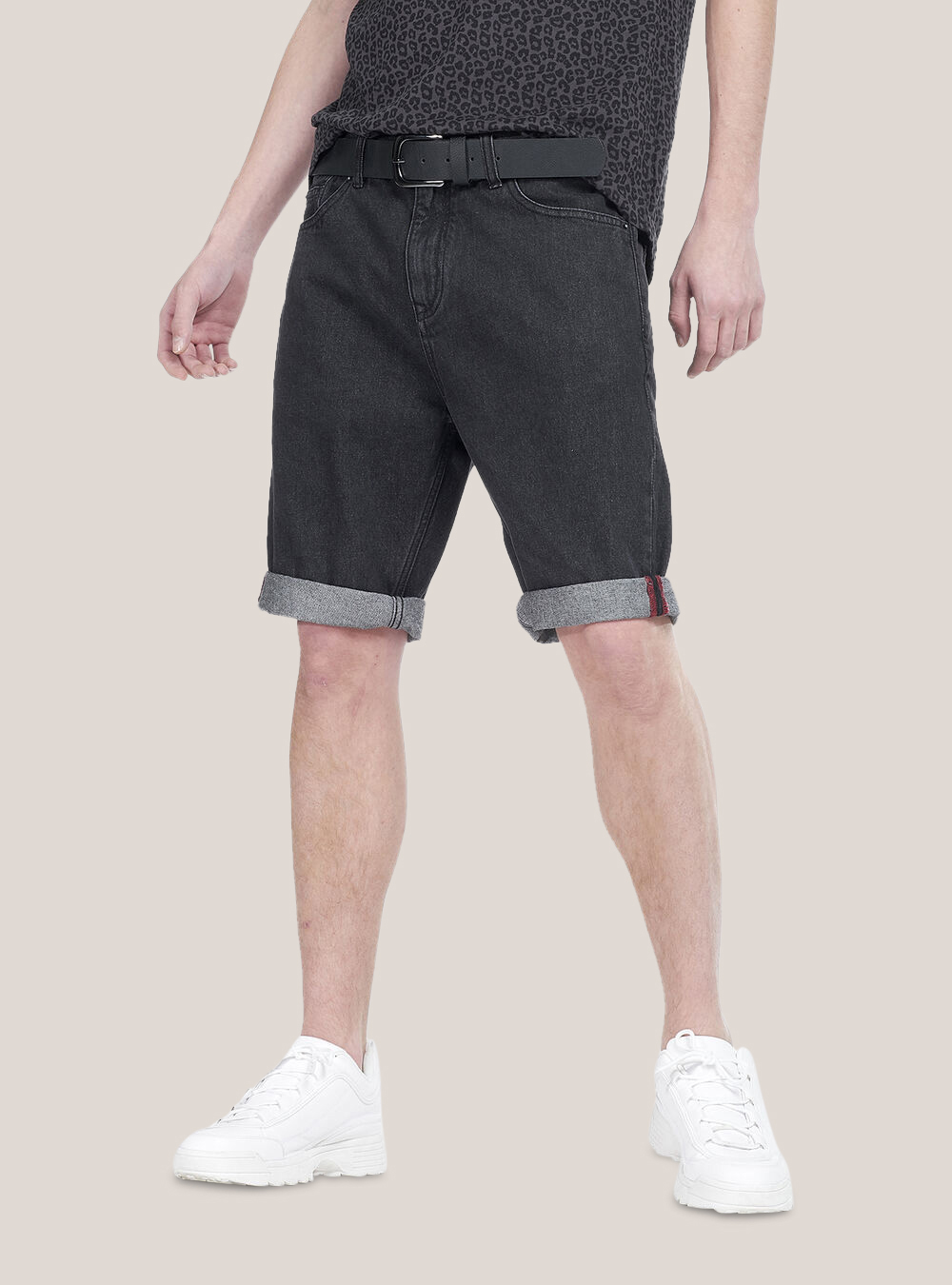 Bermuda in denim slim fit, NERO