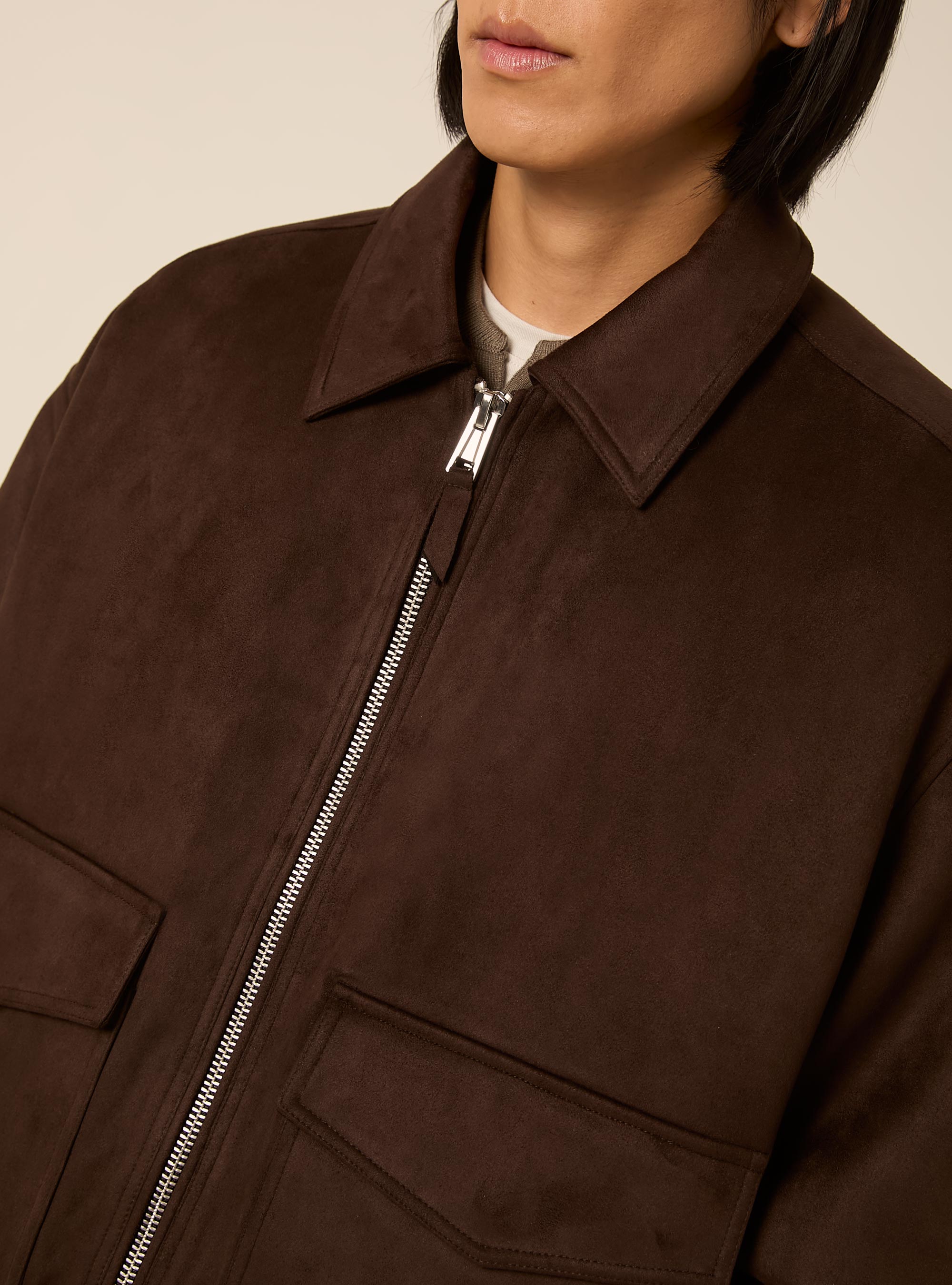 Bomber effetto camoscio boxy fit, BR1 BROWN DARK