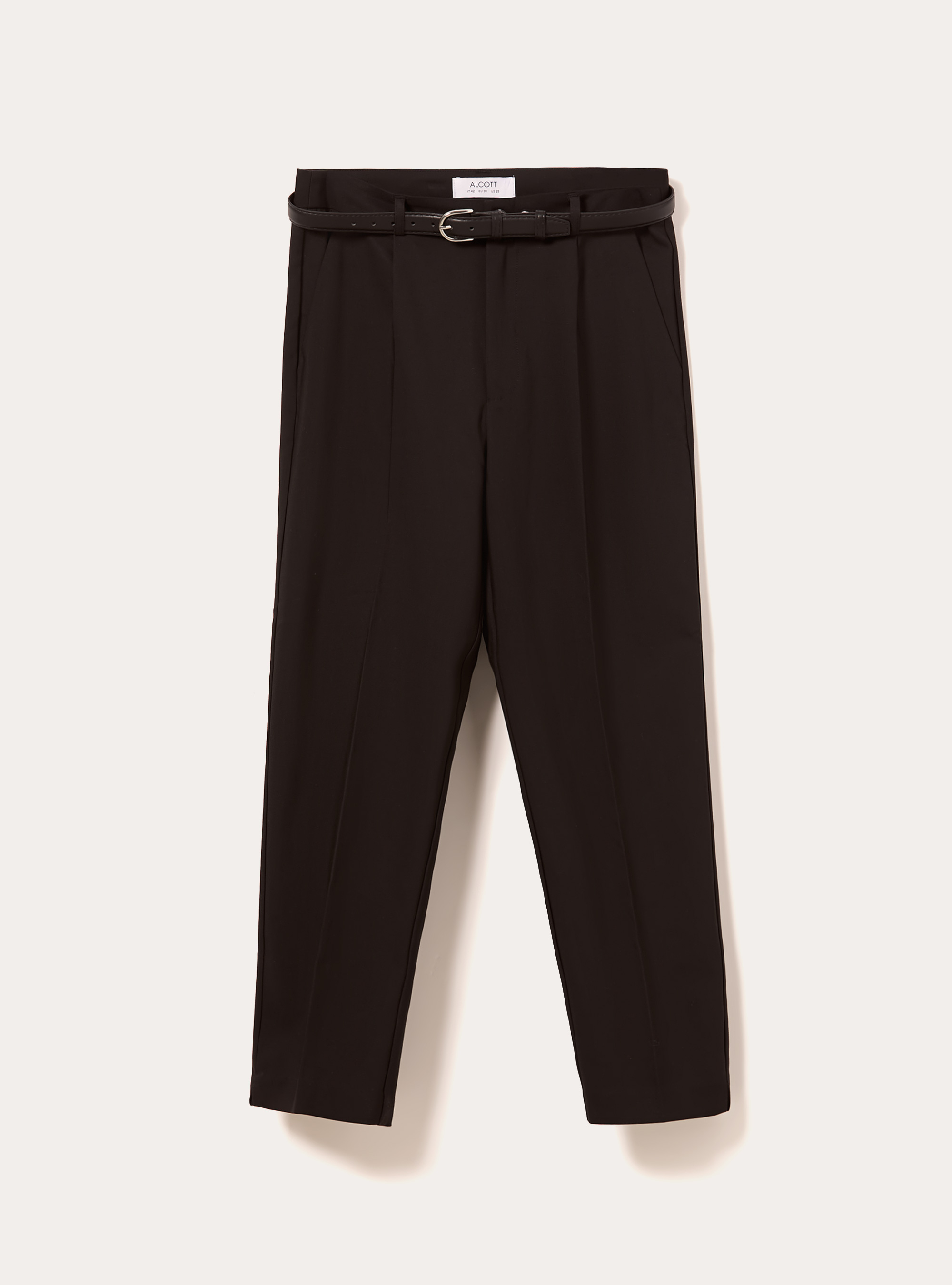 Pantalones entallados con cinturón, BK1 BLACK