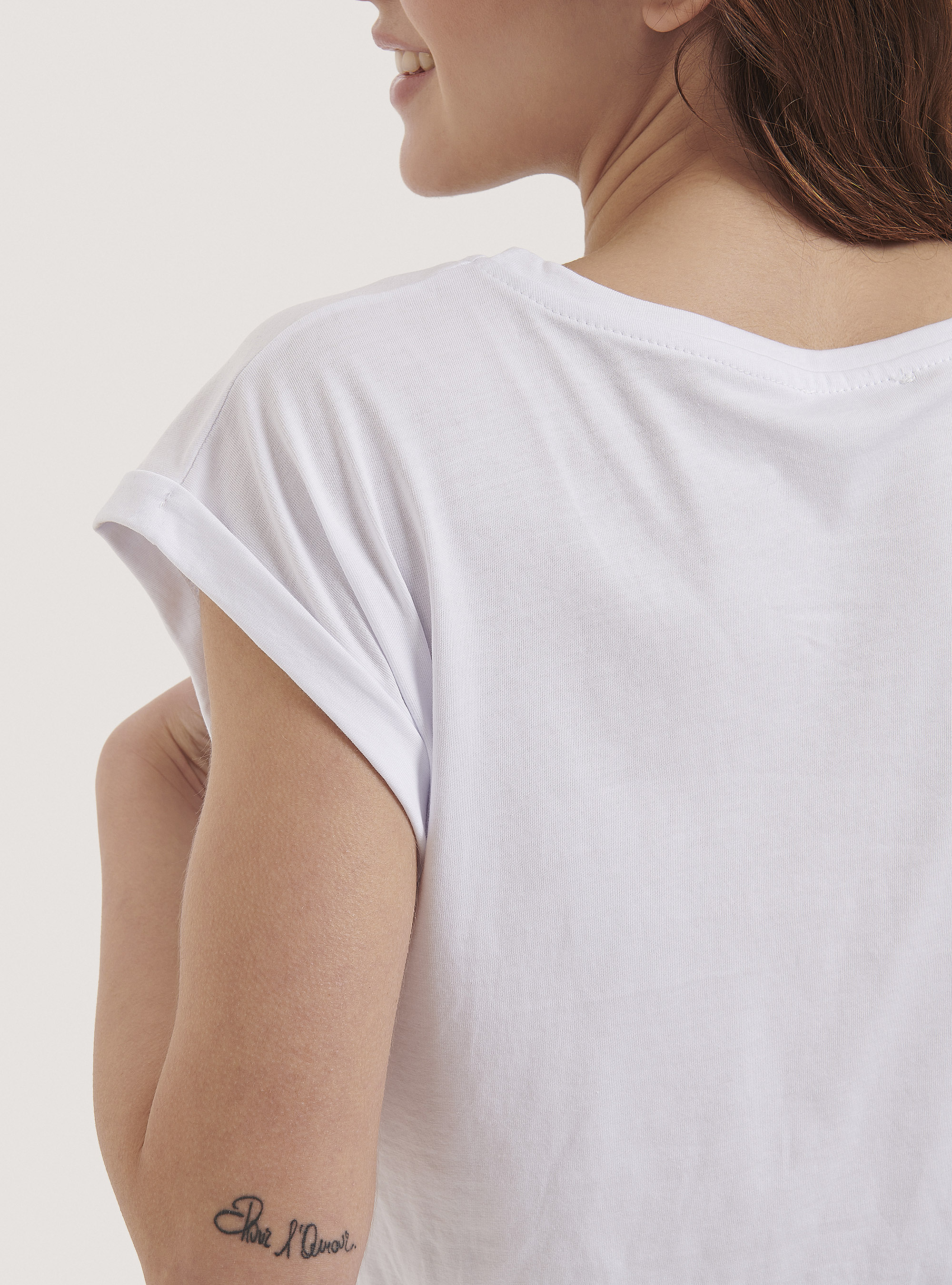 Maglietta crop tinta unita, BIANCO
