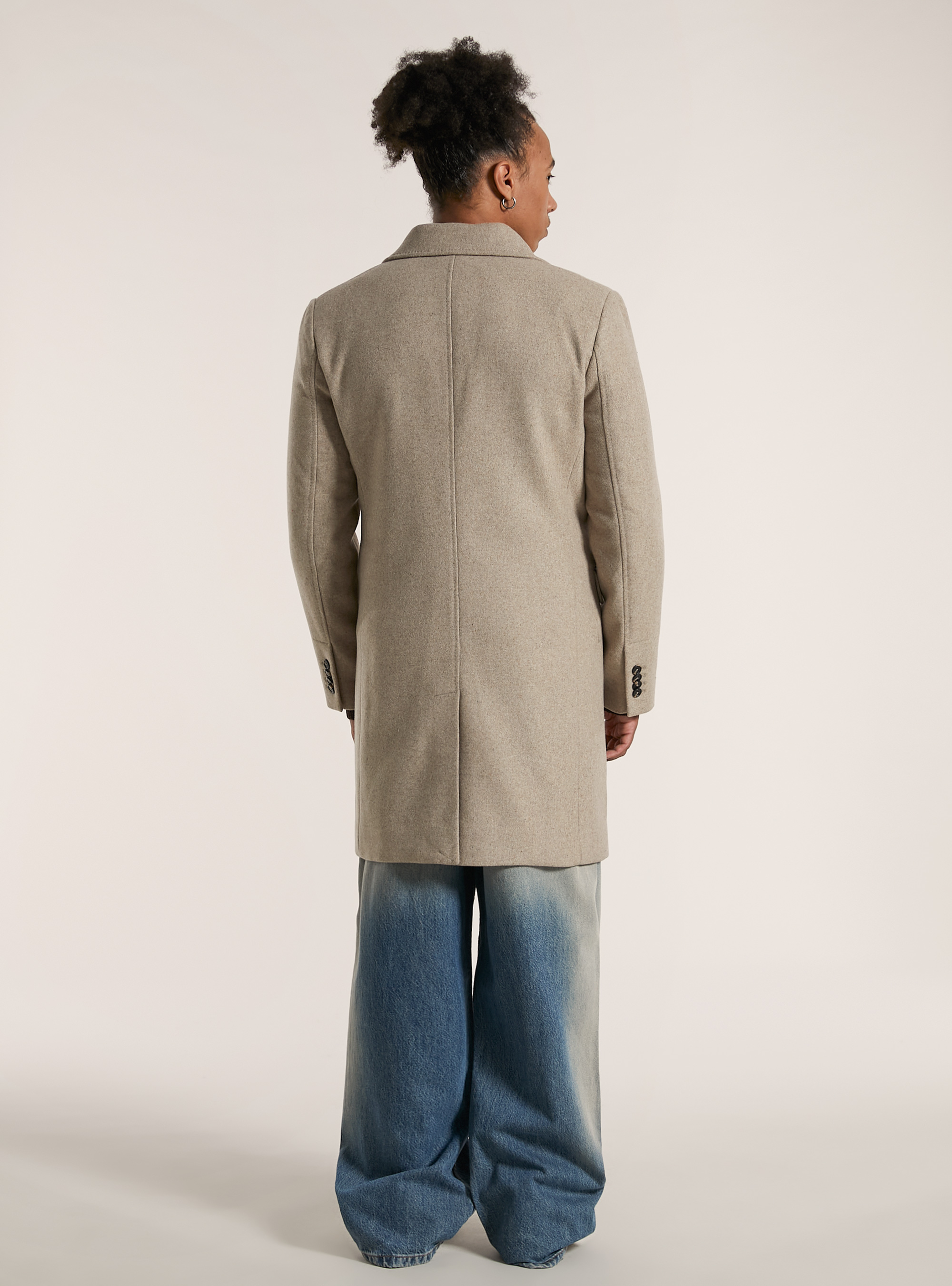 Single breasted wool blend coat, MBG1 BEIGE MEL DARK