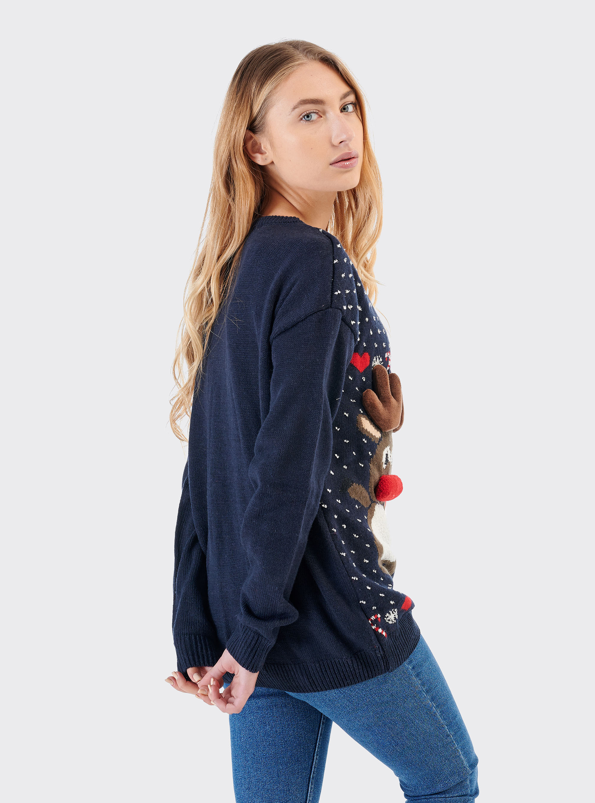 UGLY CHRISTMAS SWEATER CREWNECK, BLUE NAVY