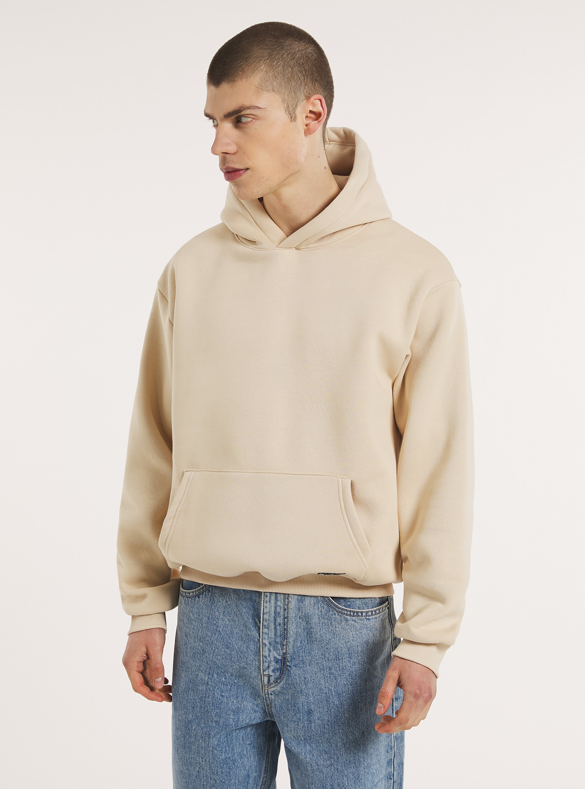 Boxy Fit Hoodie Genderless, BG3 BEIGE LIGHT