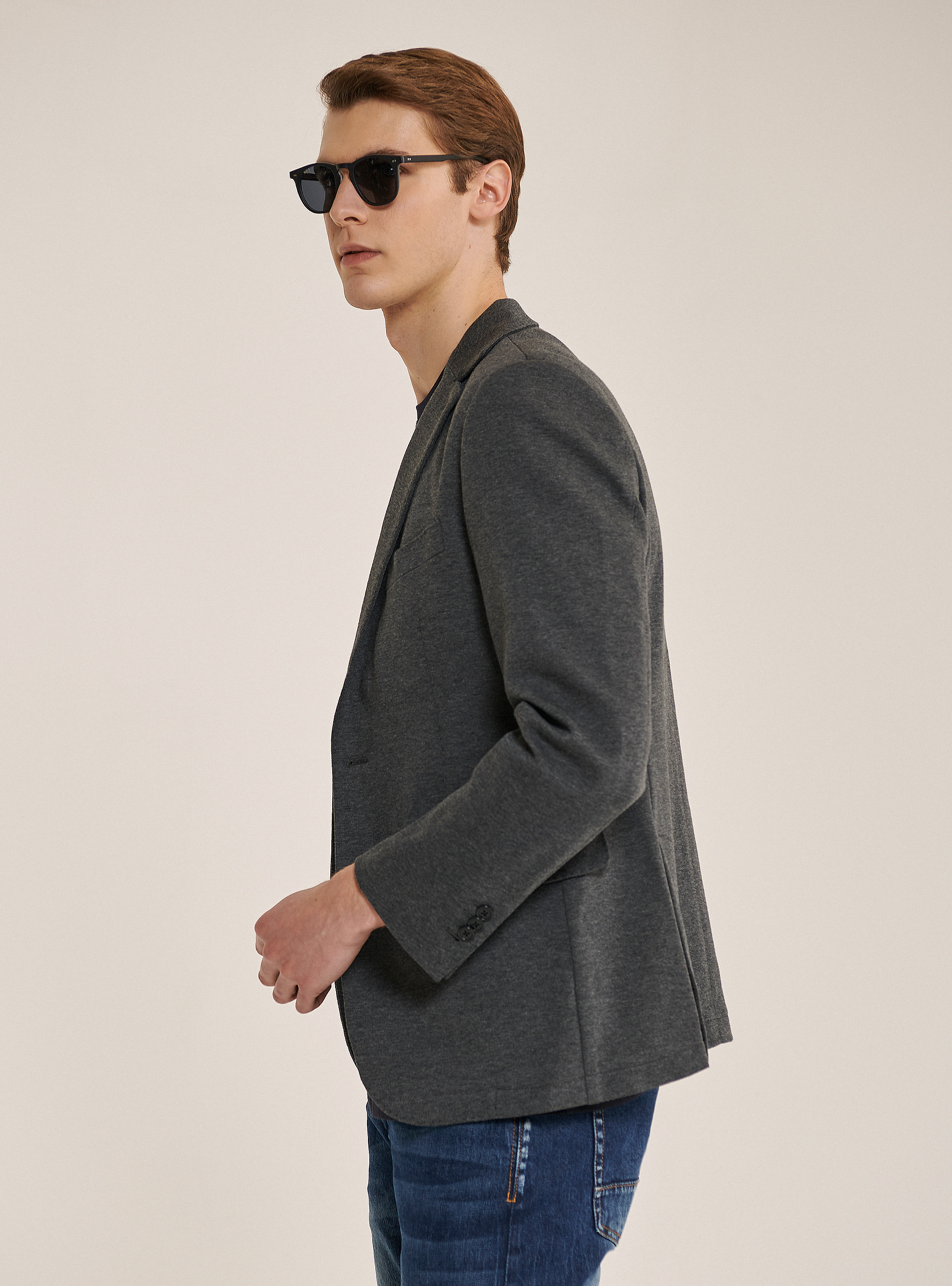 Blazer aus Baumwolle Piquet, C137 GREY