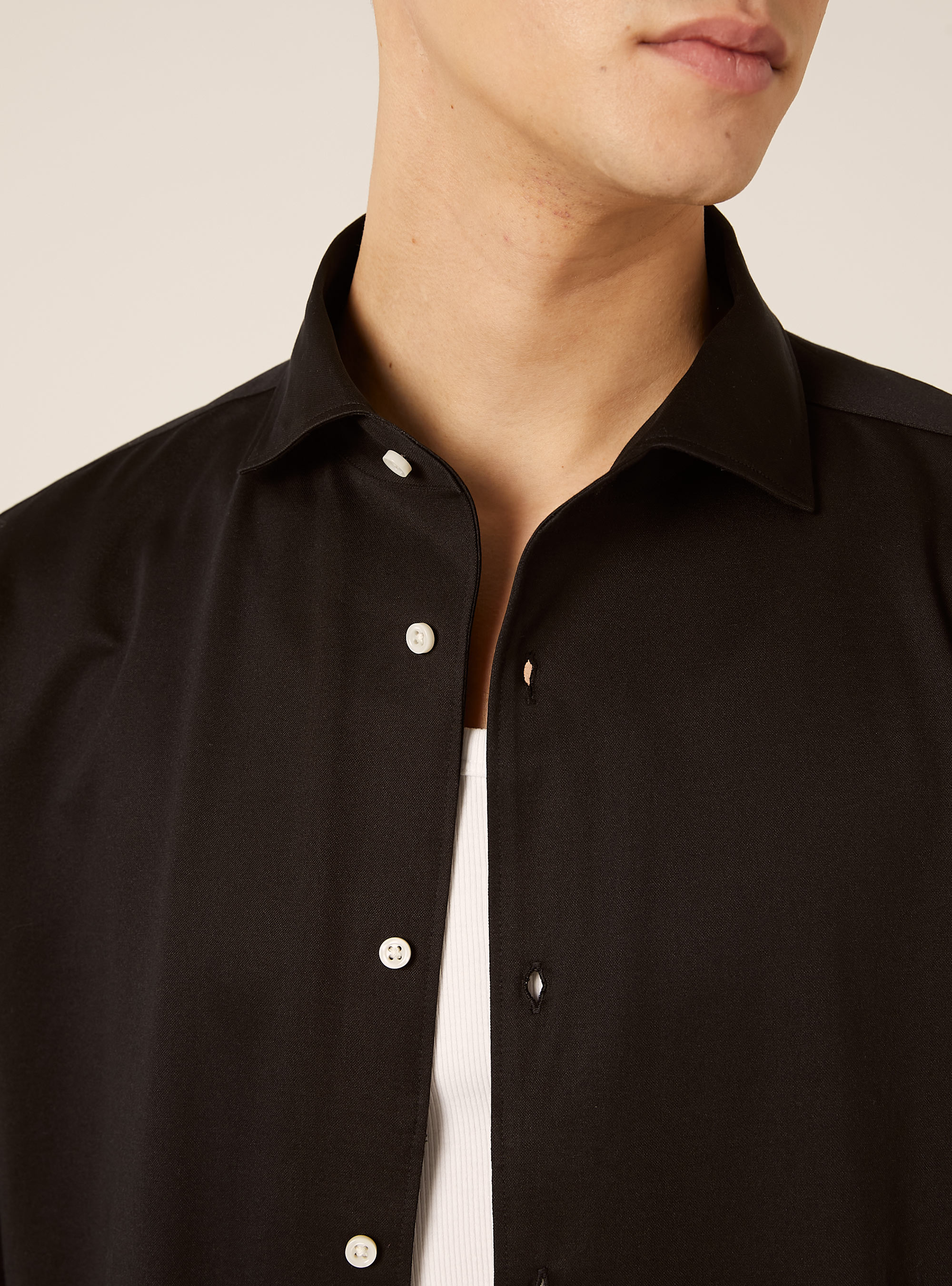 Camicia in jersey in misto cotone, BK1 BLACK