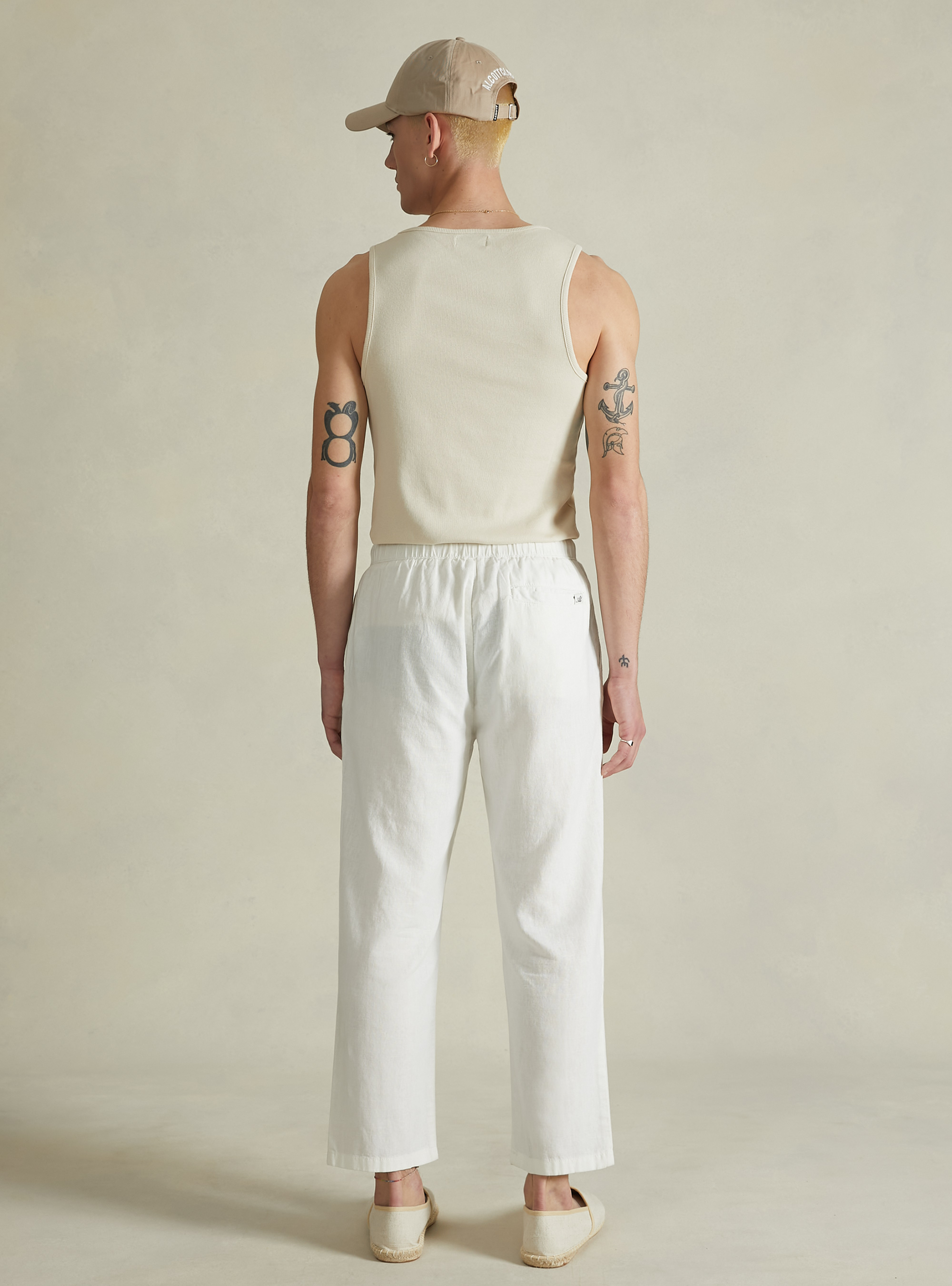 Linen blend jogger trousers, WH2 WHITE