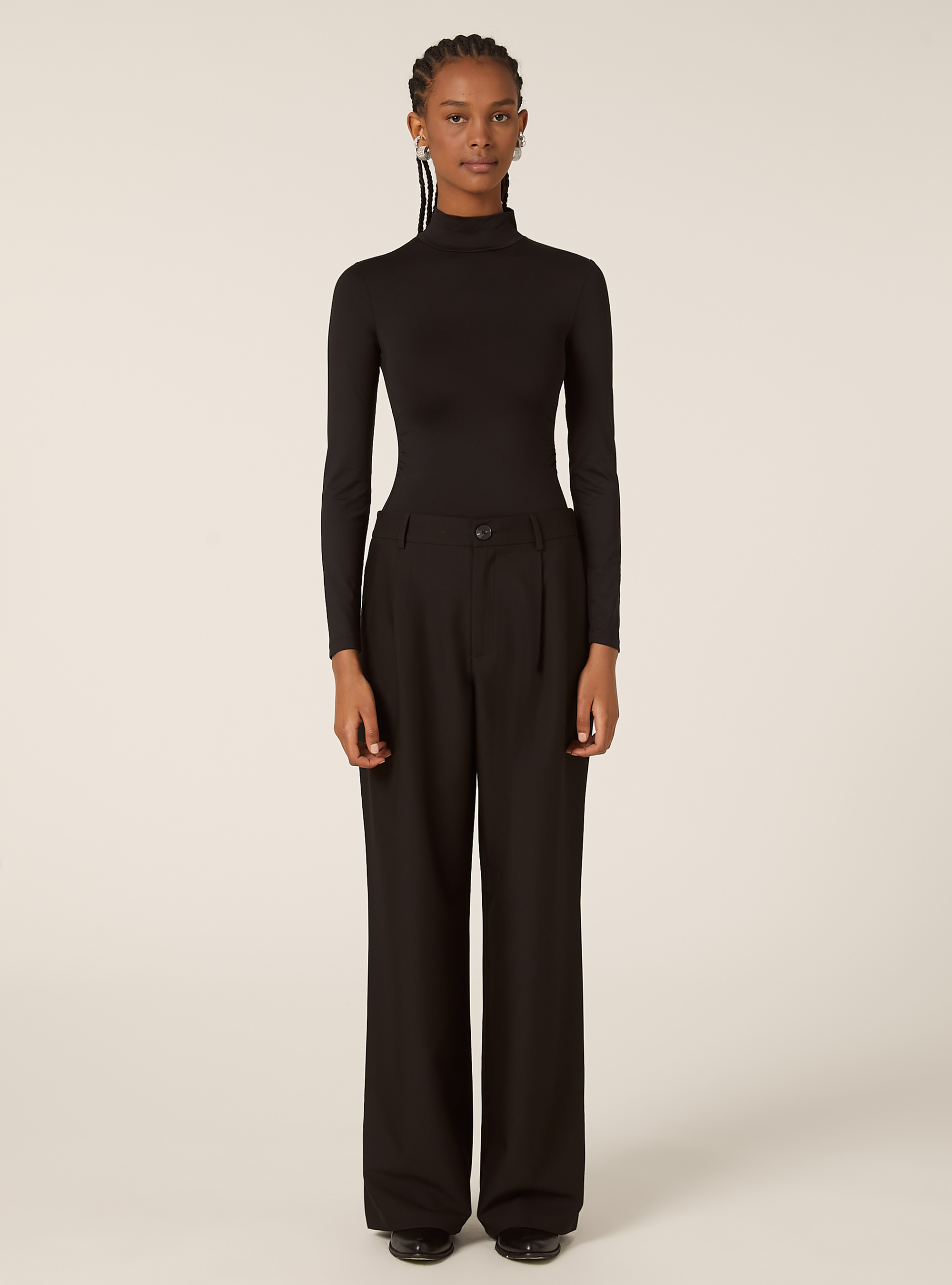 Tailored trousers with pleats, BK1 BLACK