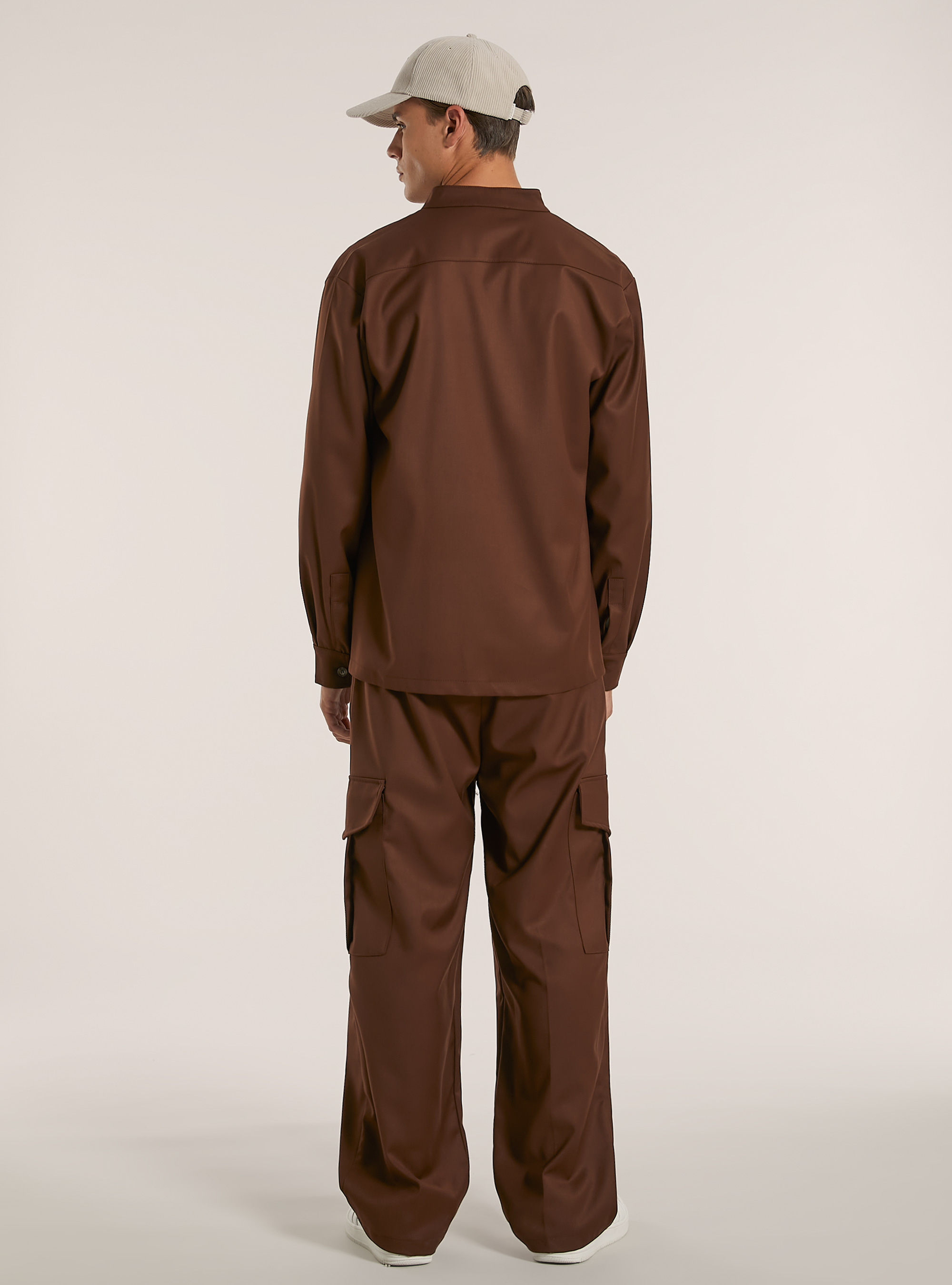 Camicia collo coreano con taschin in misto viscosa, TB2 TOBACCO MEDIUM