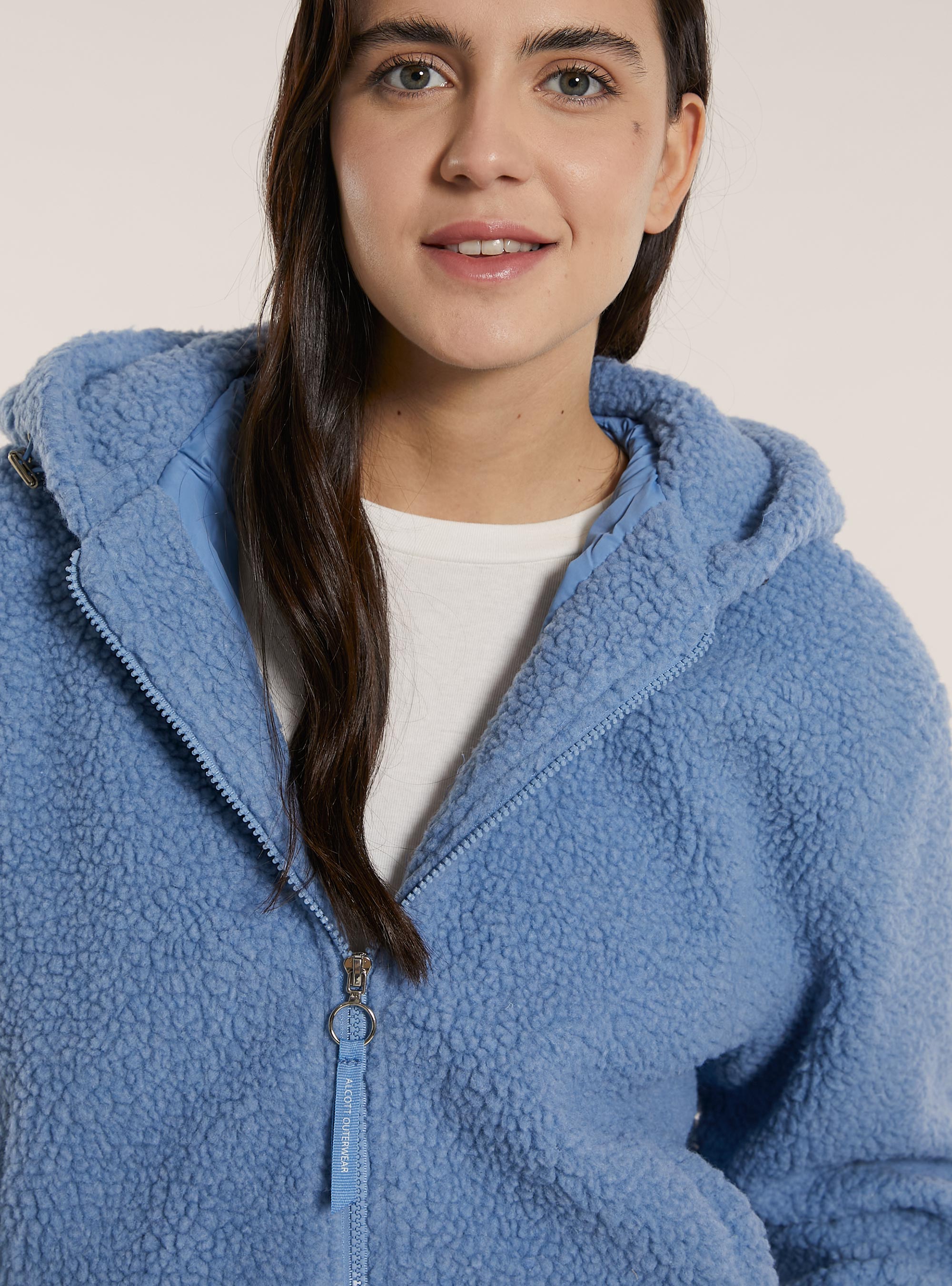 Giubbotto sherpa  crop fit, AZ3 AZURE LIGHT