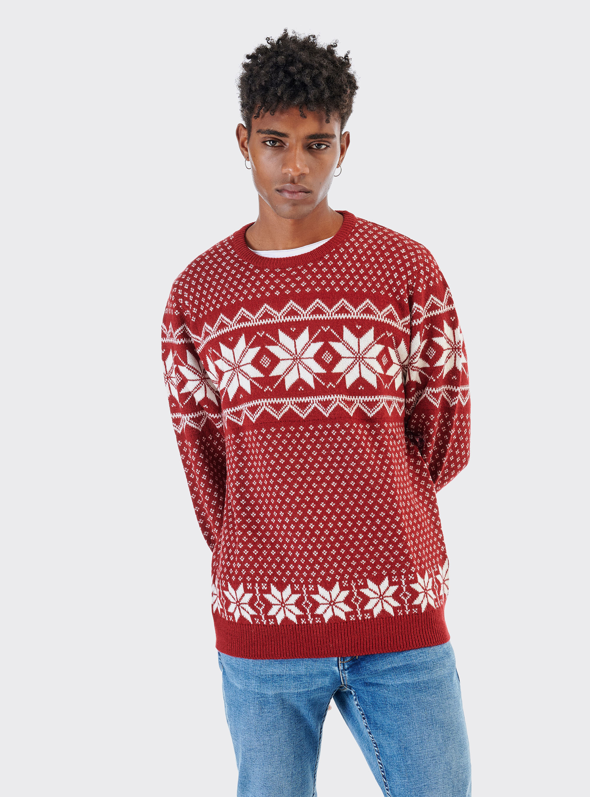 JAQUARD PULLOVER, RED