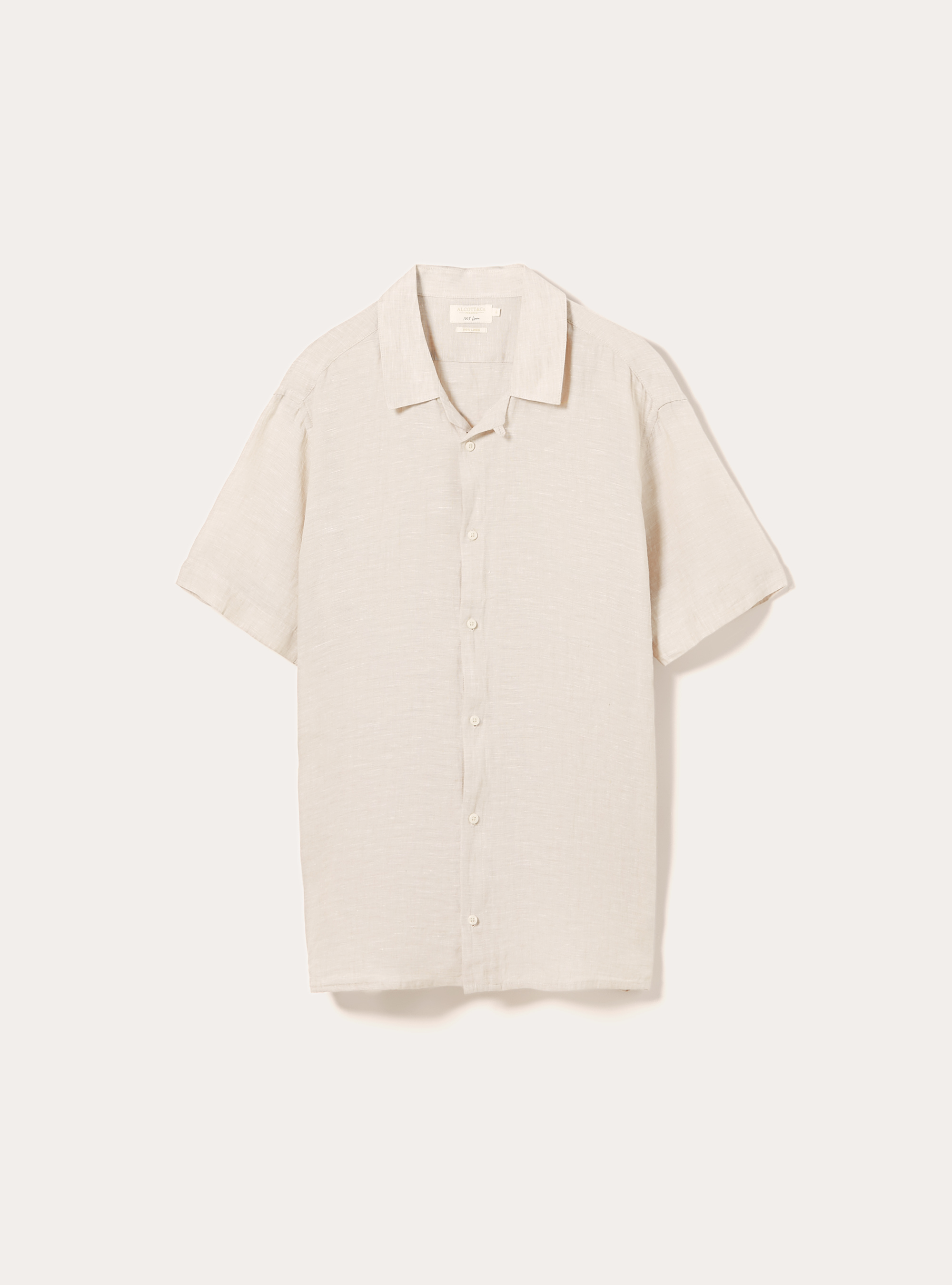 Pure linen short-sleeved shirt, C141 CREAM