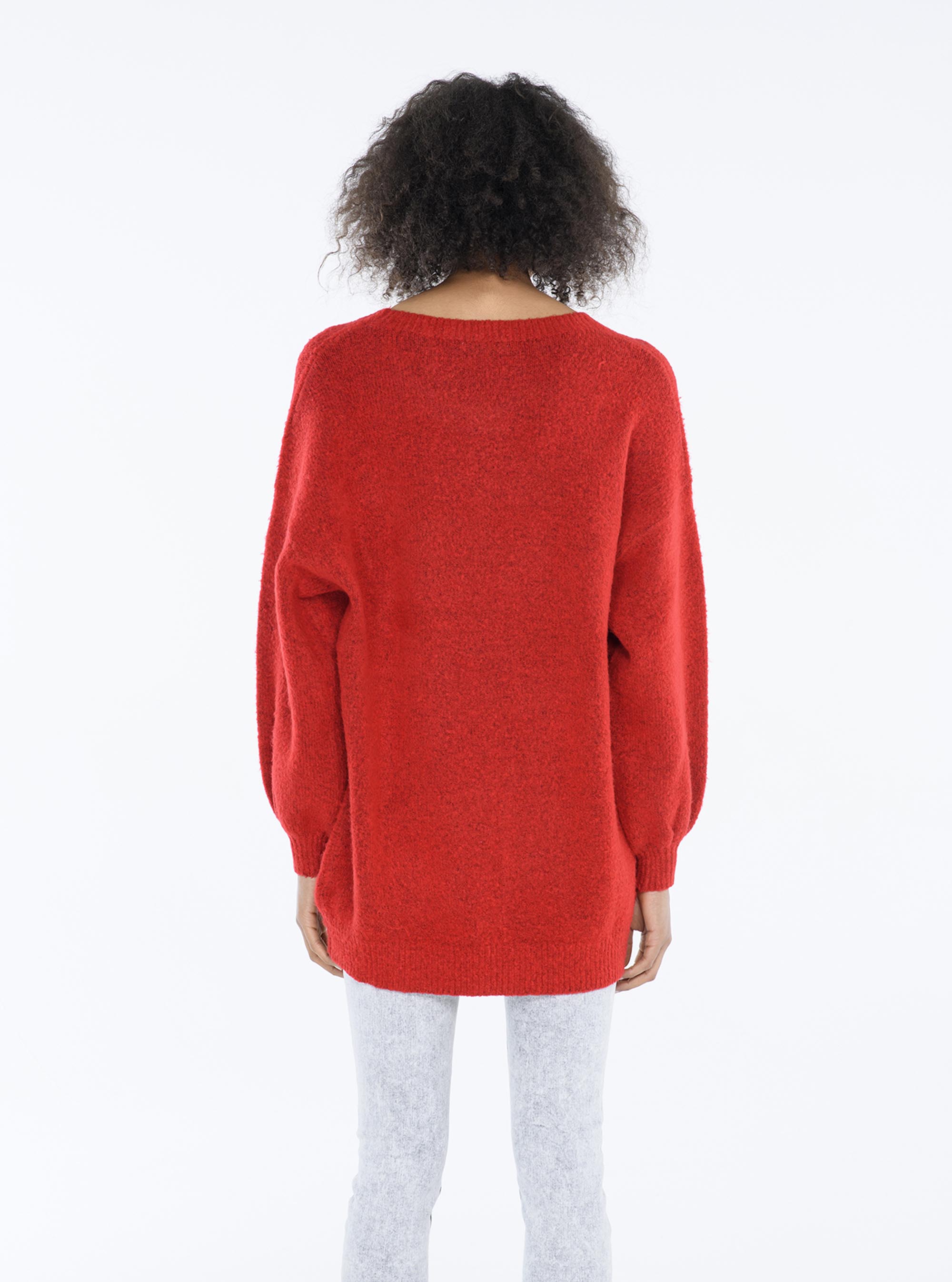 Pullover girocollo long fit, ROJO