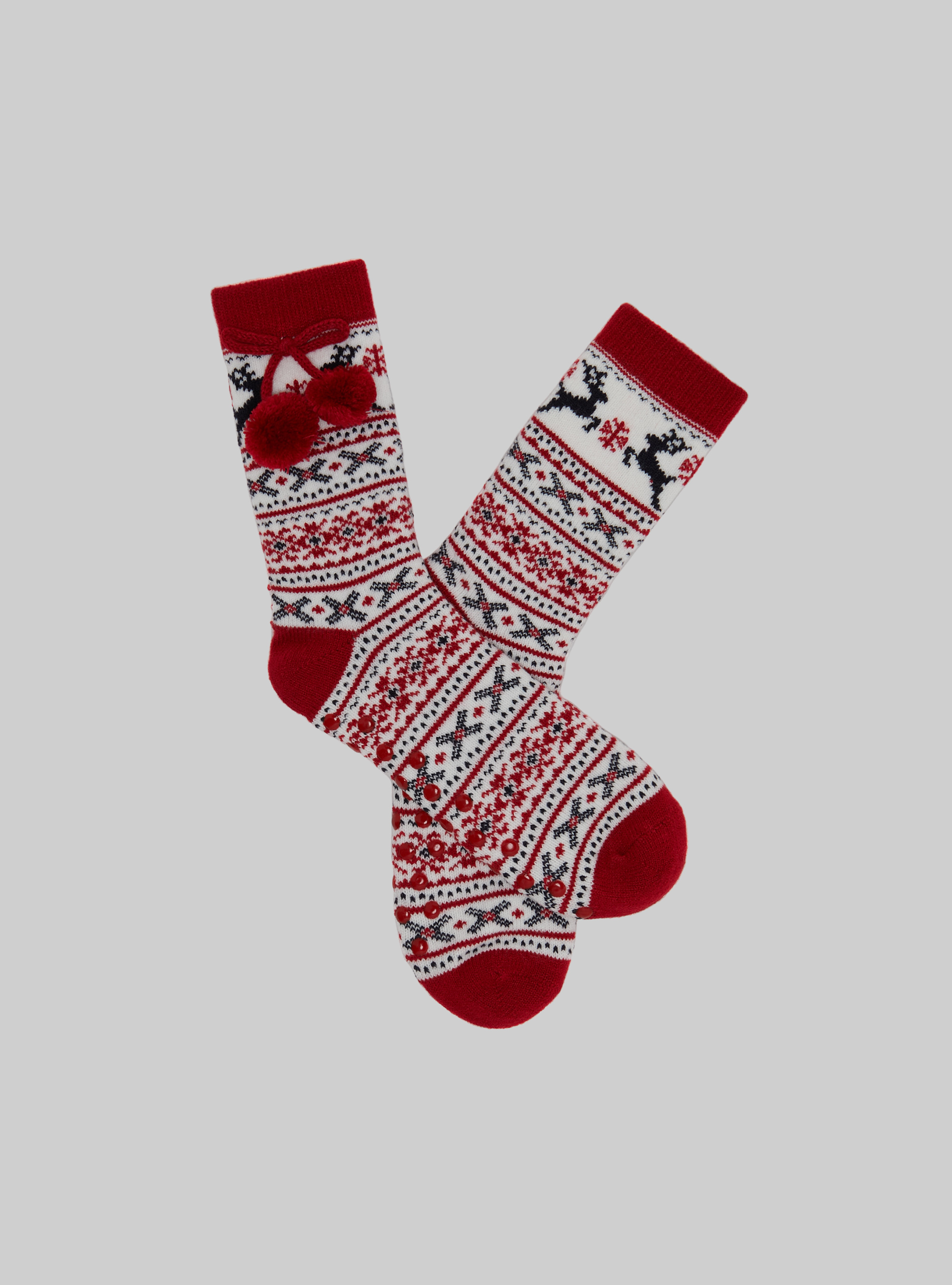 Calzini natalizi con pon pon, RD2 RED MEDIUM