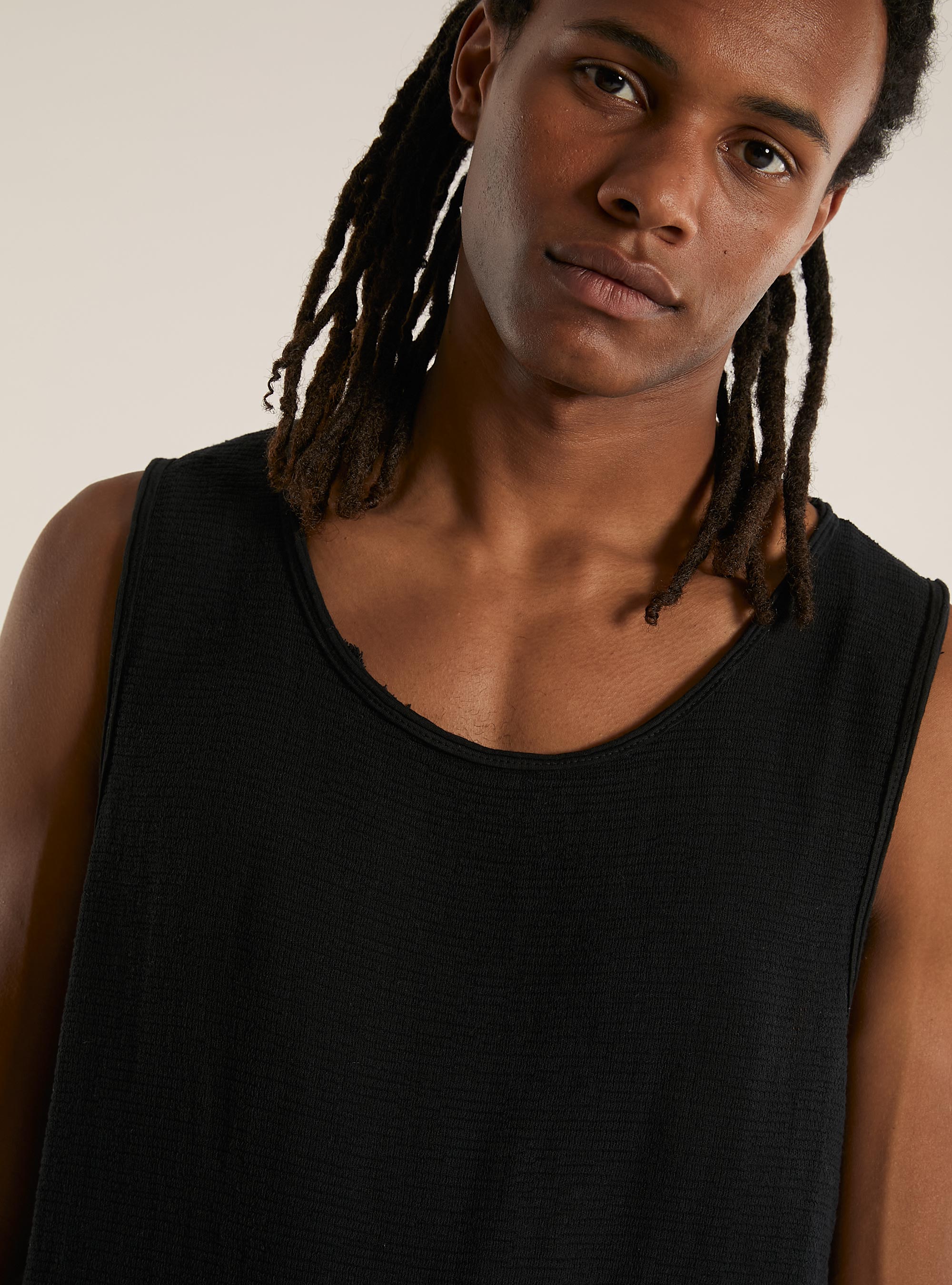 Linen-blend tank top, BK1 BLACK