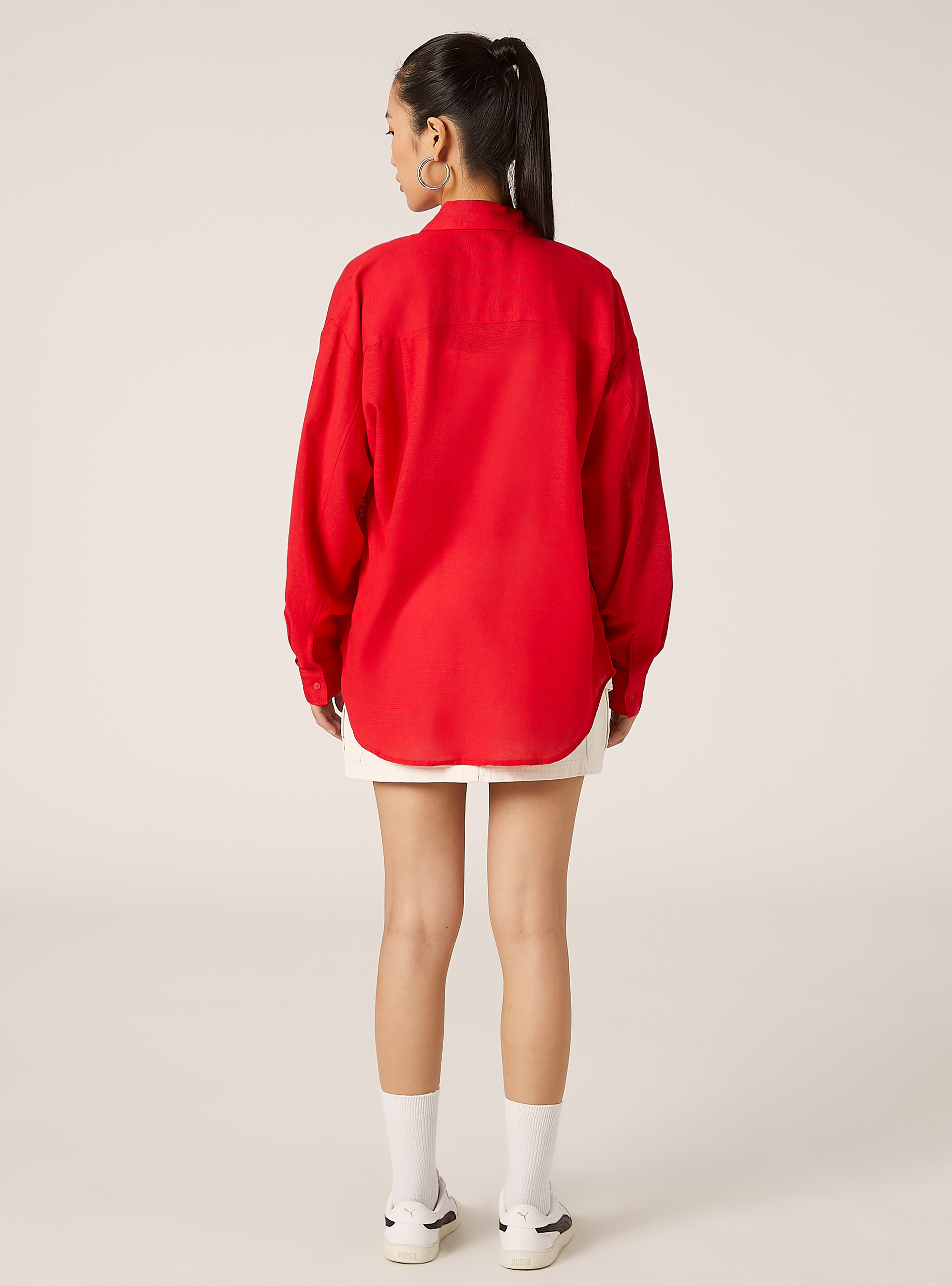 Chemise en lin de coupe confortable, RD2 RED MEDIUM