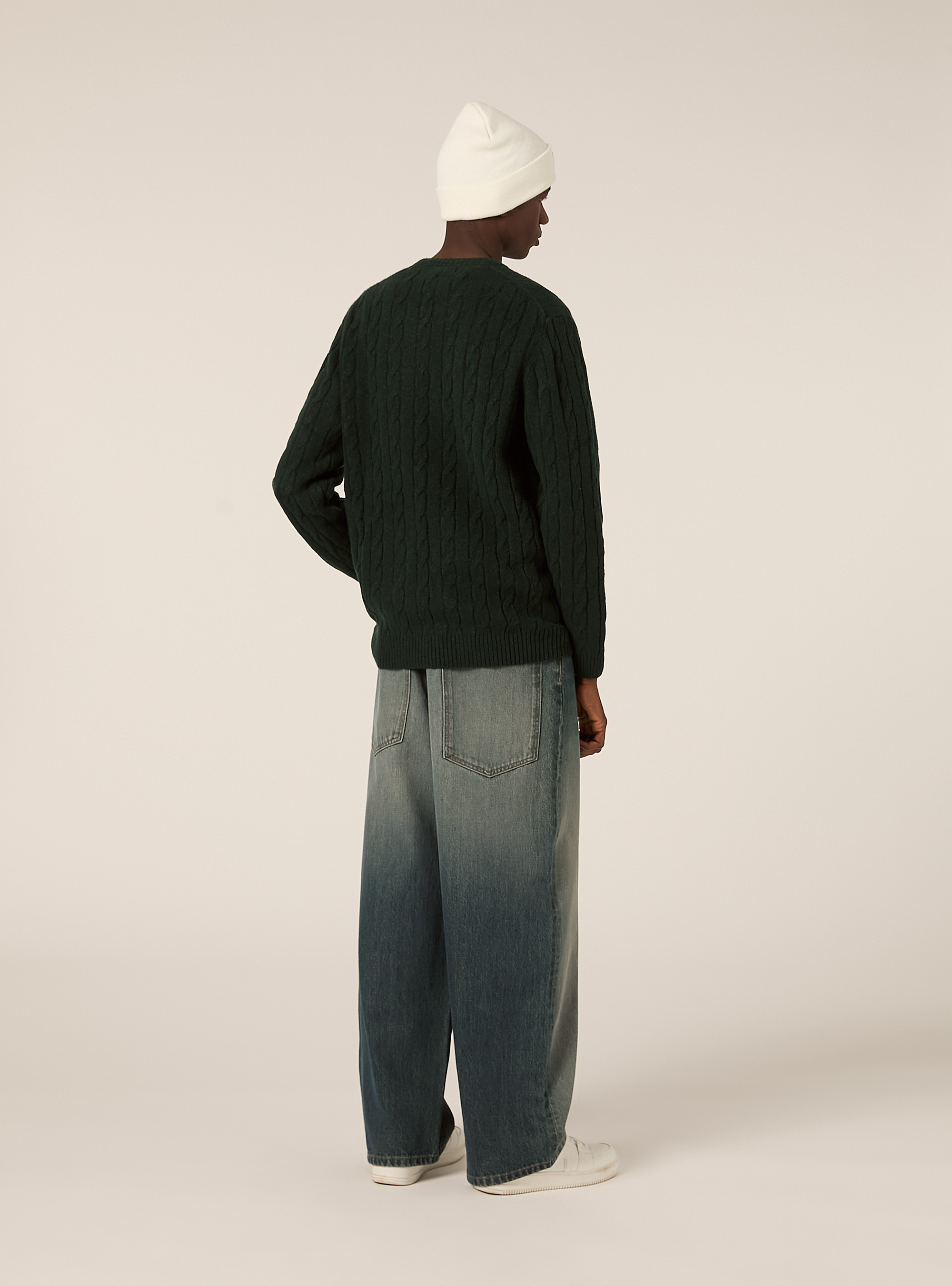 Maglione girocollo cable, GN1 GREEN DARK