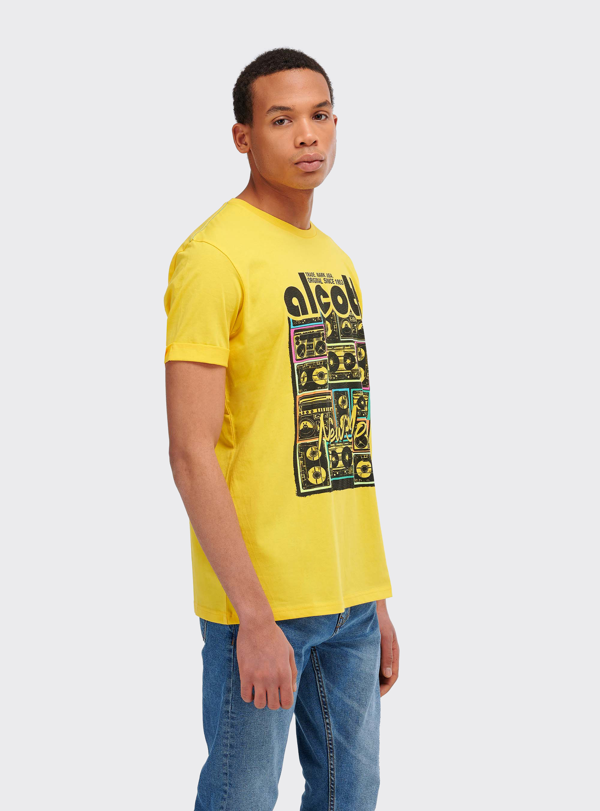 Maglietta con stampa graffiti, C7750 YELLOW