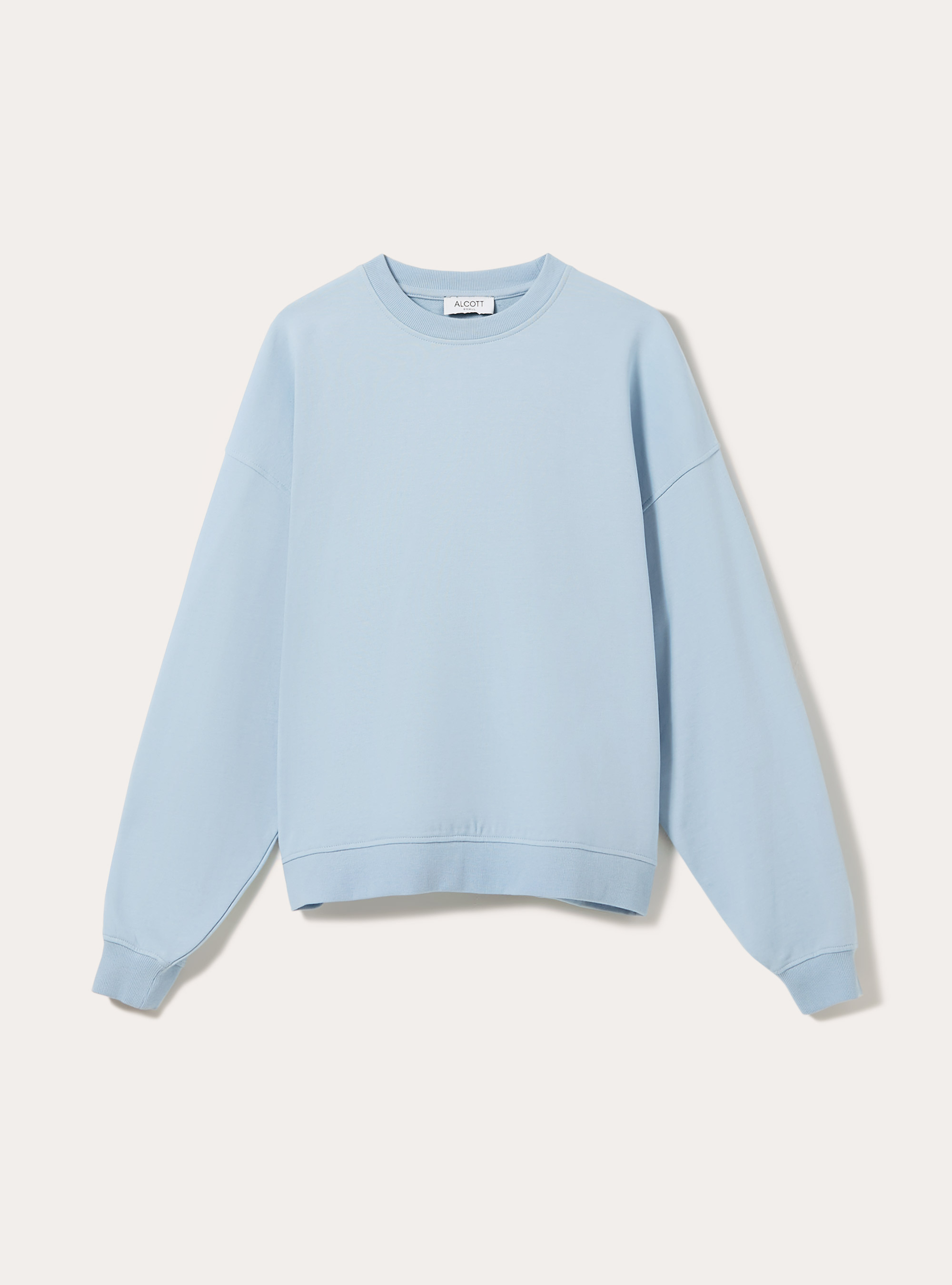 Sudadera de algodón liso con cuello redondo, IN3 INDIGO LIGHT