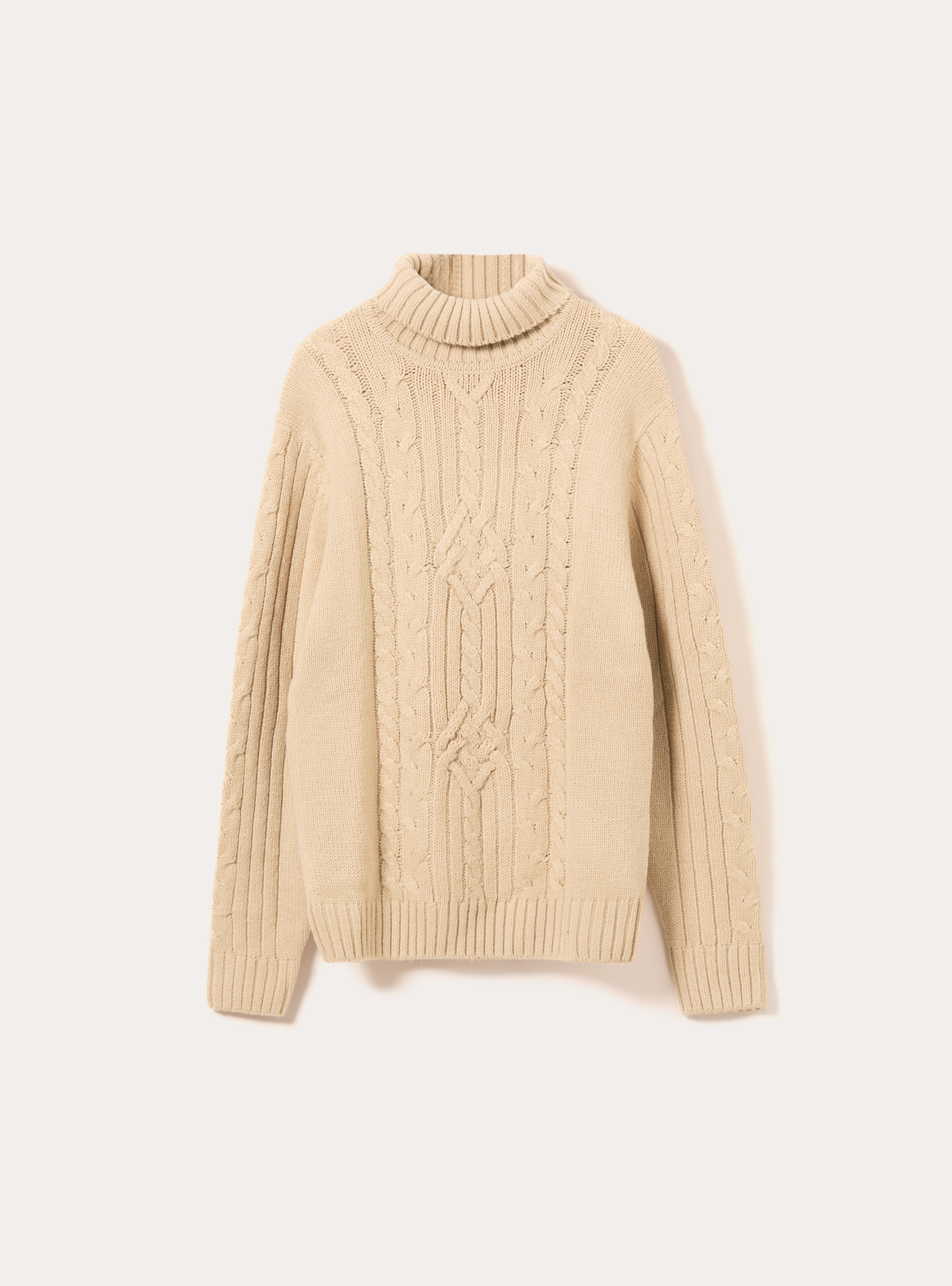 Jersey de cuello alto con trenzas, TB2 TOBACCO MEDIUM