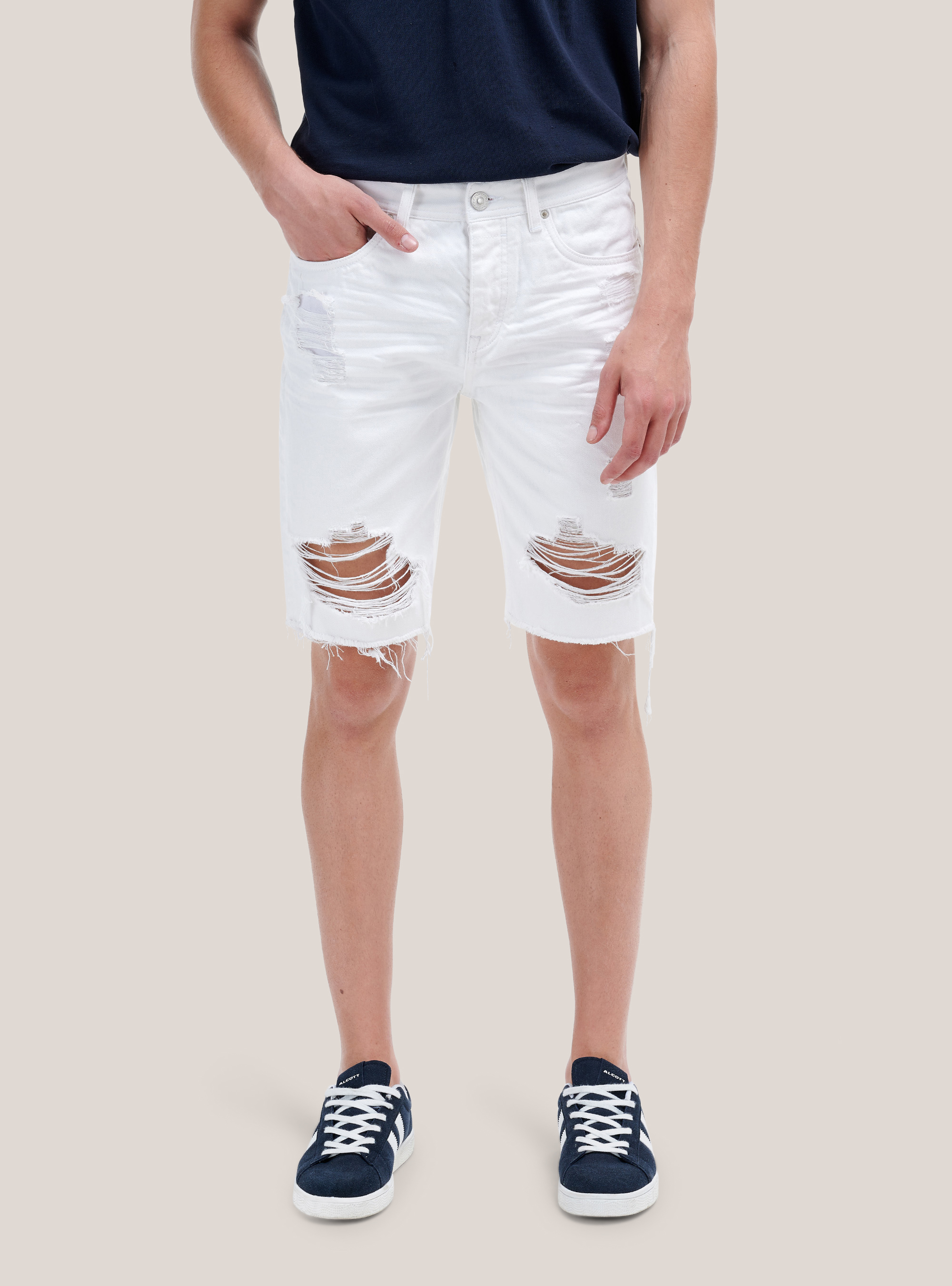 frayed denim bermuda shorts