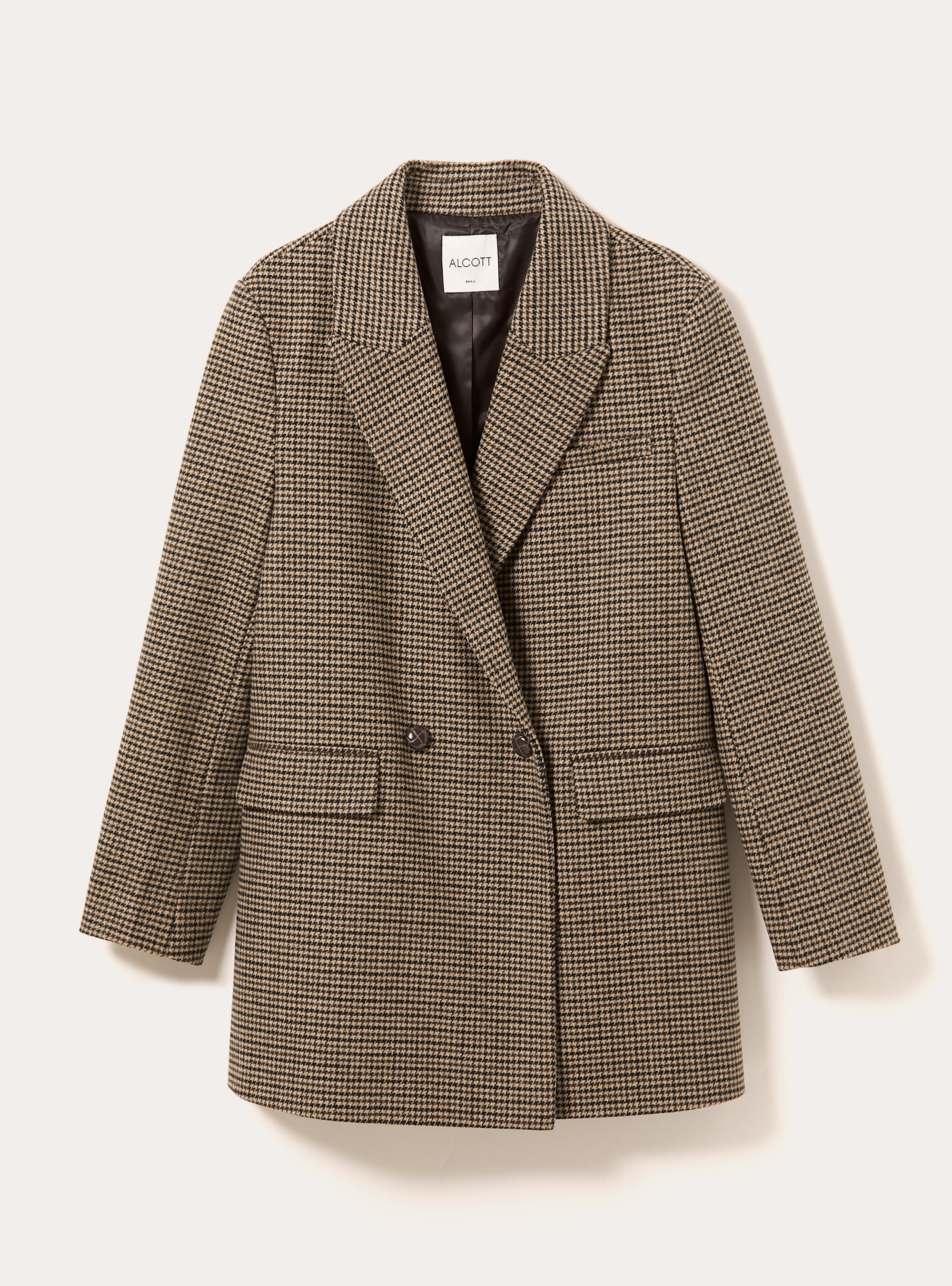 Double-breasted checked coat, BG2 BEIGE MEDIUM