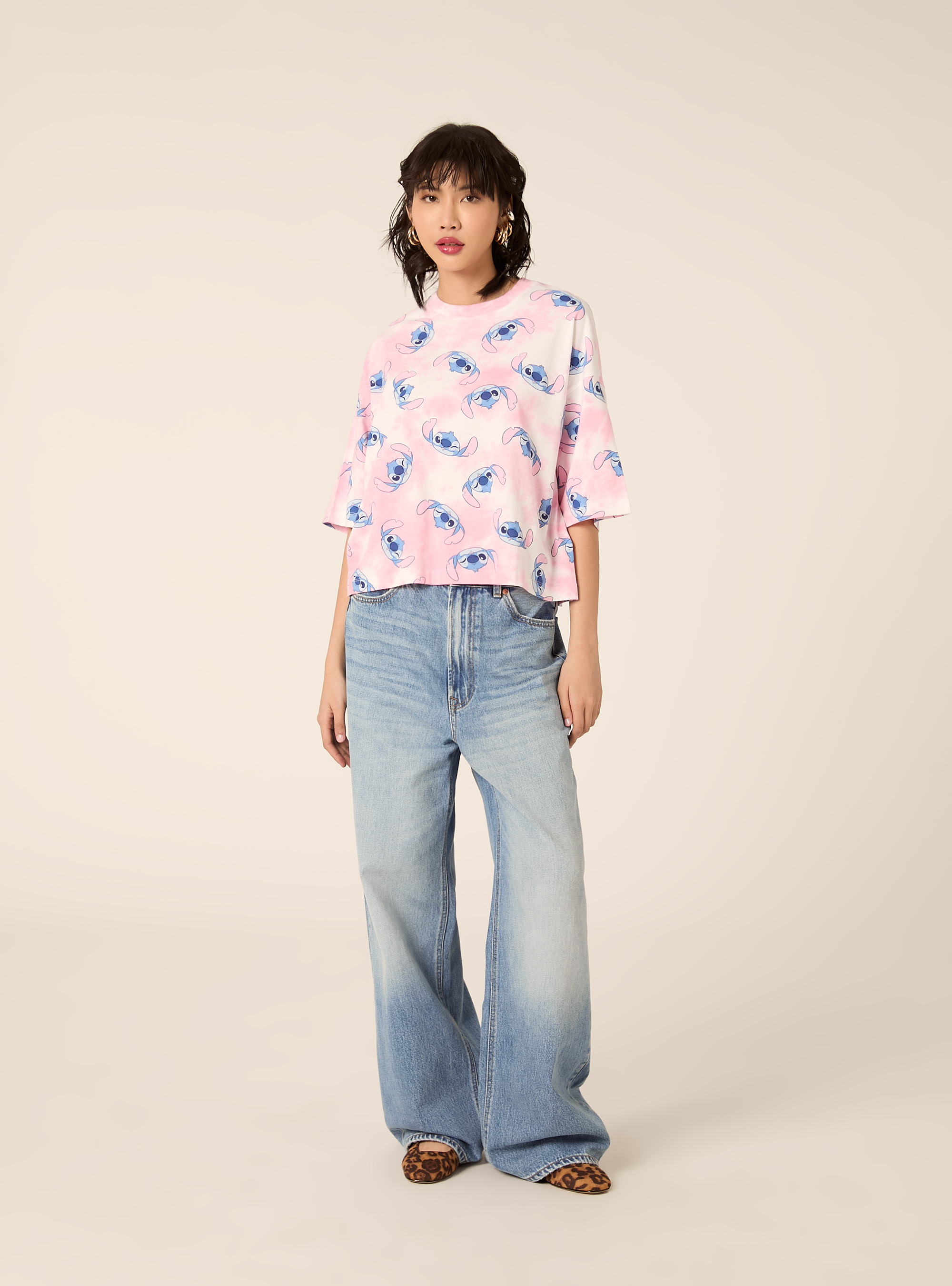 T-shirt boxy fit stitch, PK1 PINK DARK