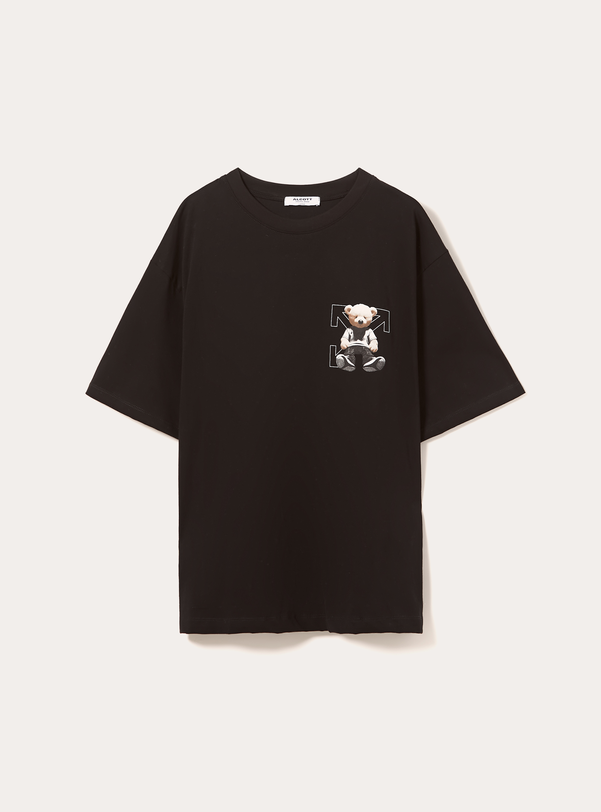 Boxy fit T-shirt with print, BK1 BLACK