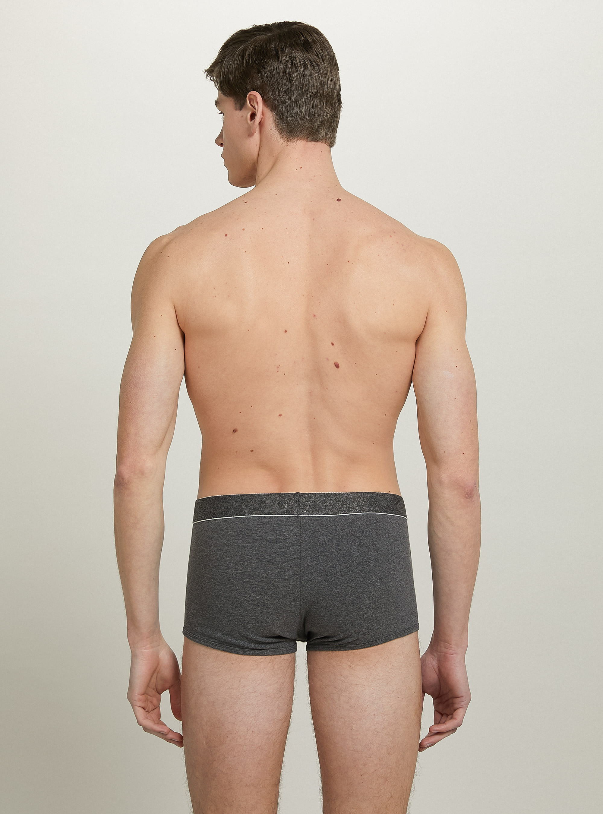 Boxer in cotone elasticizzato con logo, MGY1 GREY MEL DARK